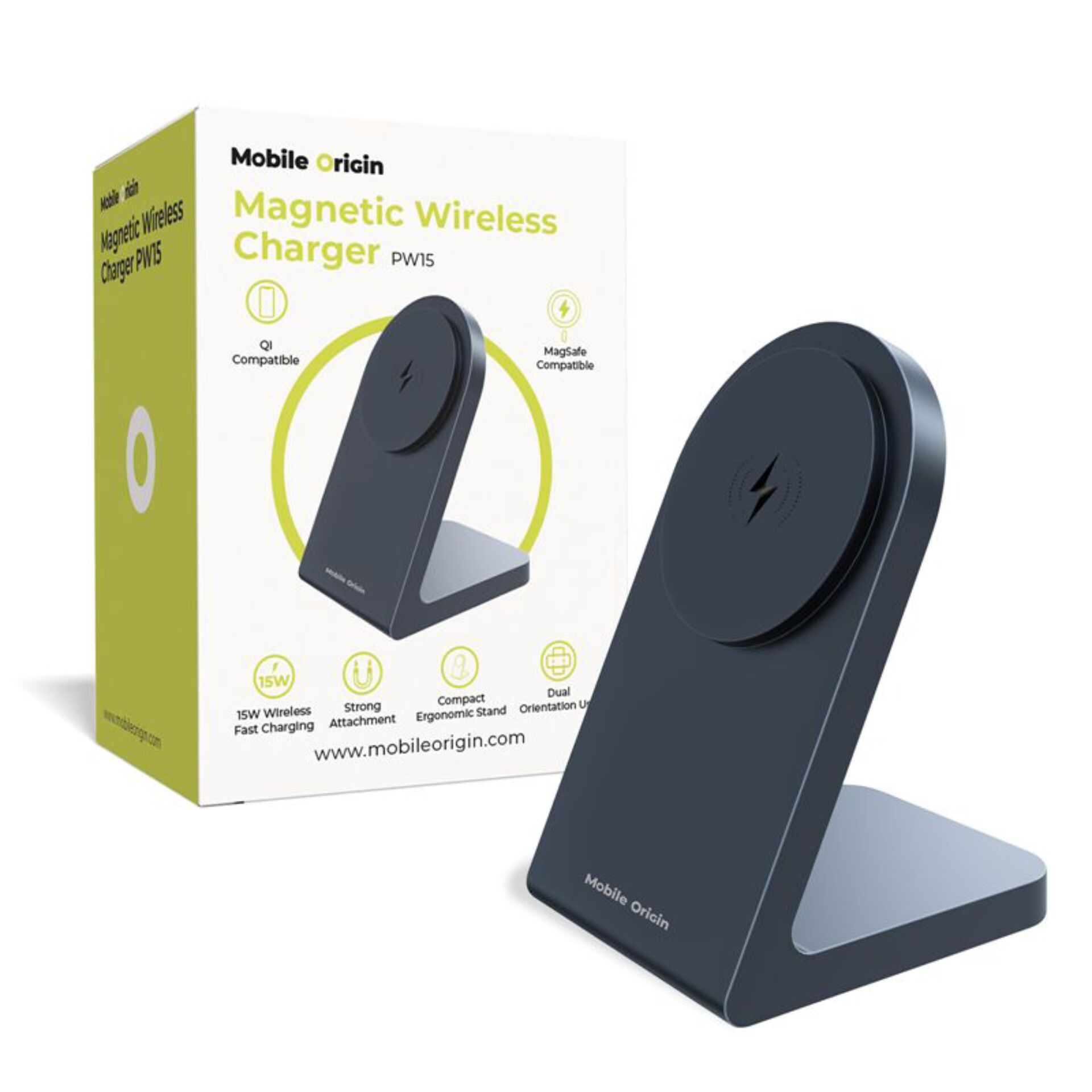Magnetischer Ladegerät, Kabelloses Ladegerät, Telefonhalterung, Qi-kompatibel, 15W-Ladung