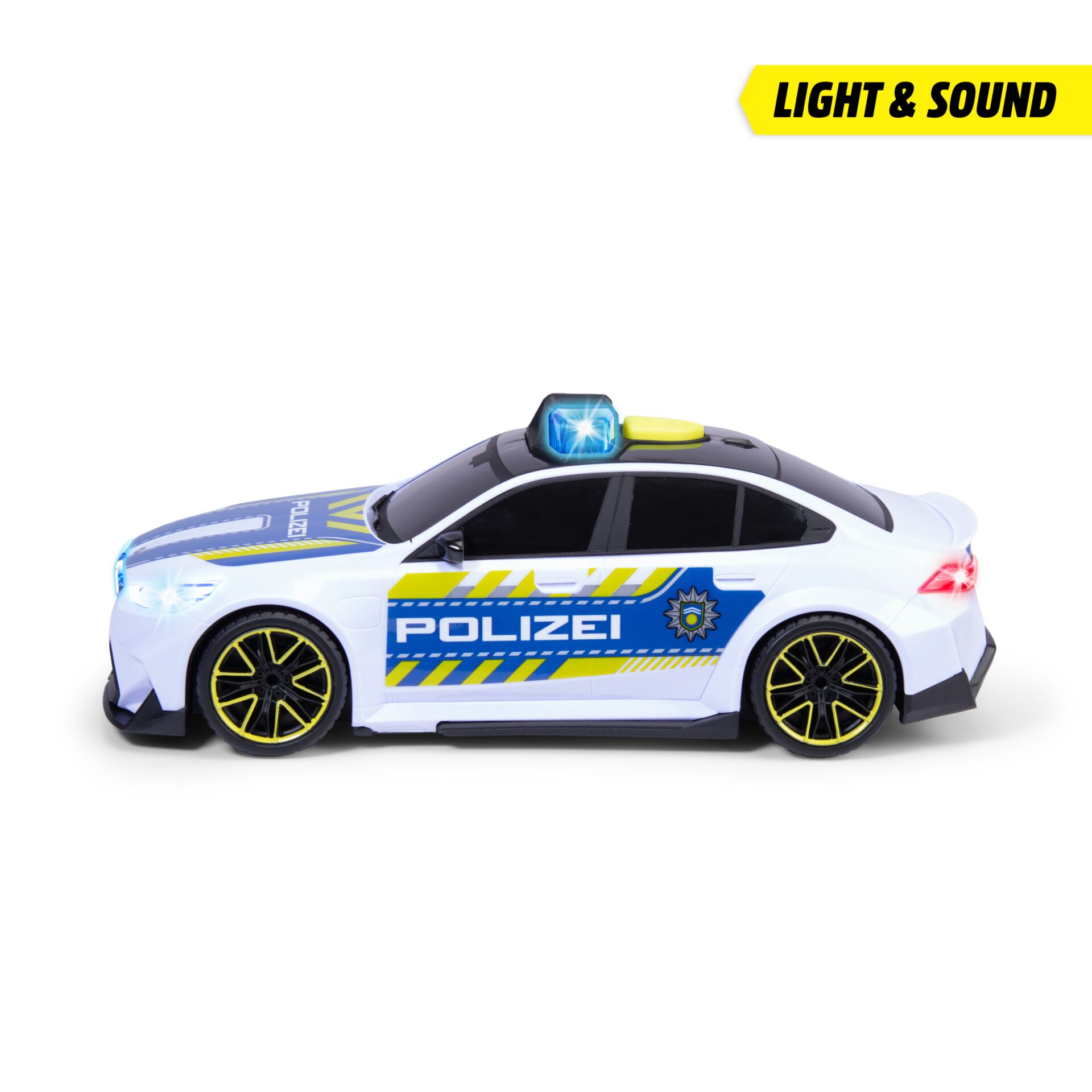 Polizeiauto, Spielzeugauto, LED-Lichter, Gelbschwarze Akzente, Sportwagen-Design