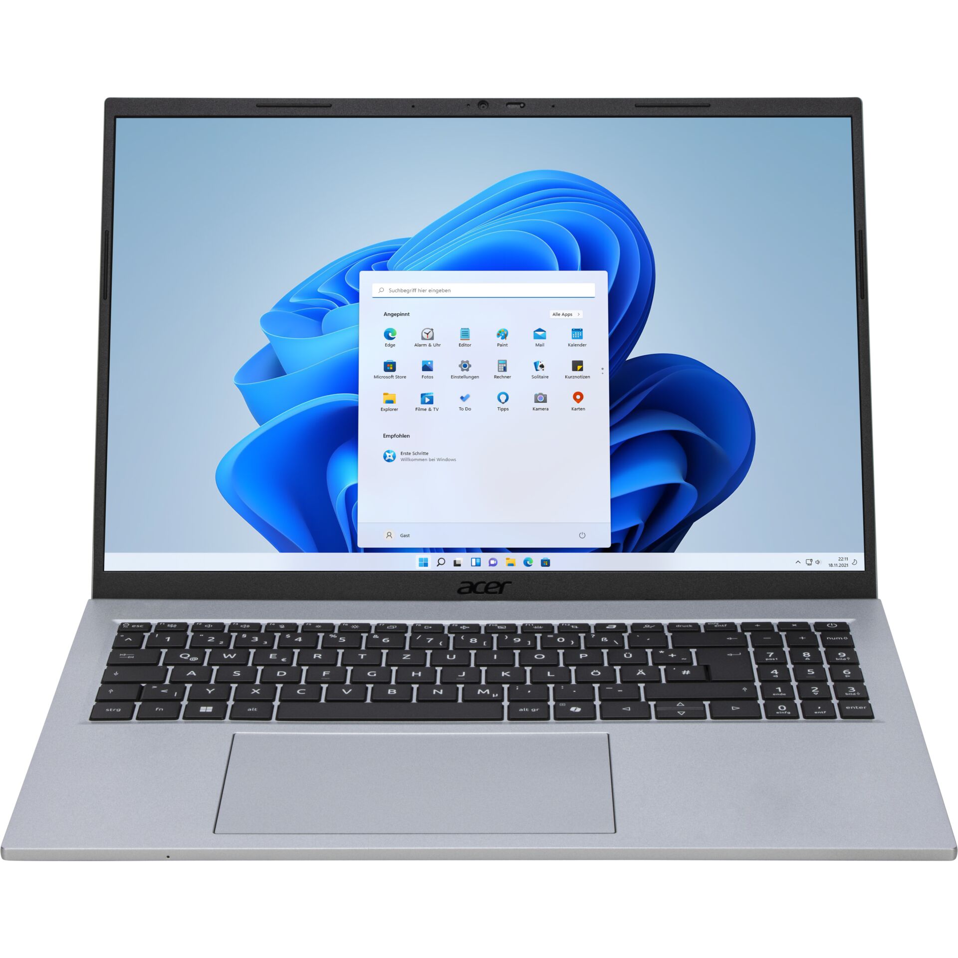 laptop, 15-Zoll, Silber, Tastatur, Windows