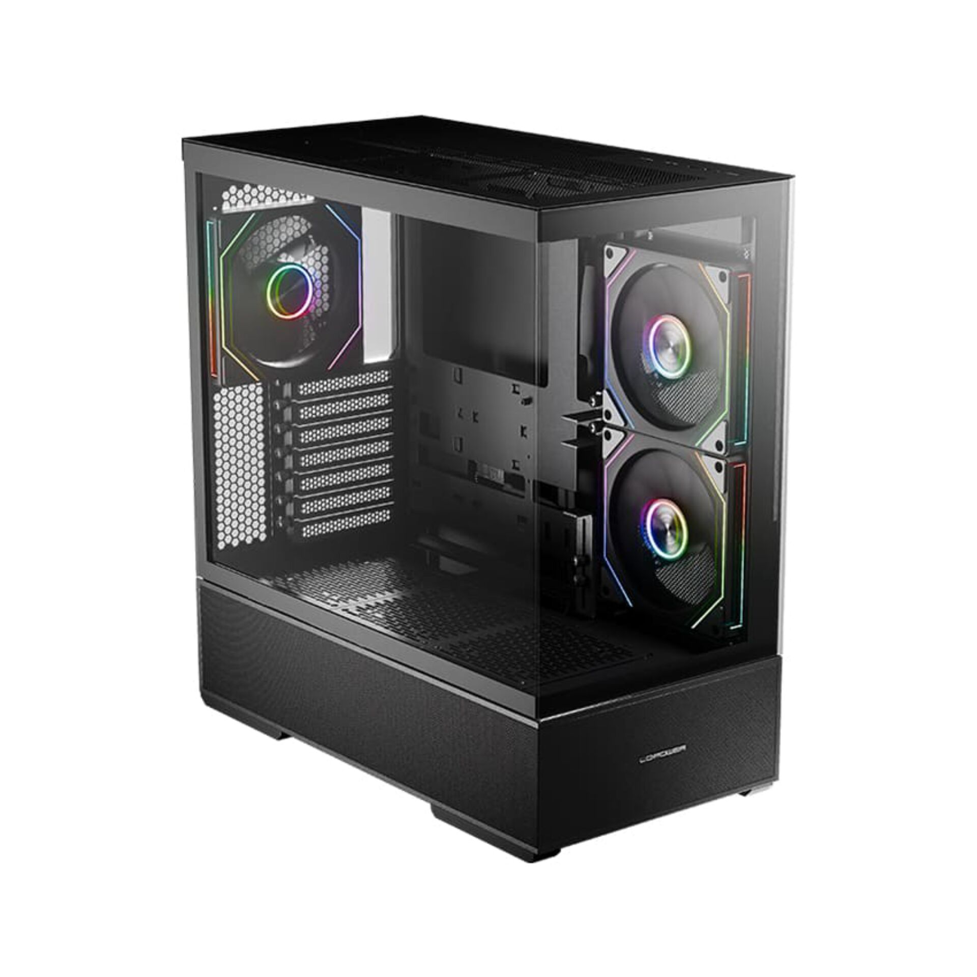 PC-Gehäuse, Mid-Tower, RGB-Lüfter, Schwarz, Glas-Seitenwand