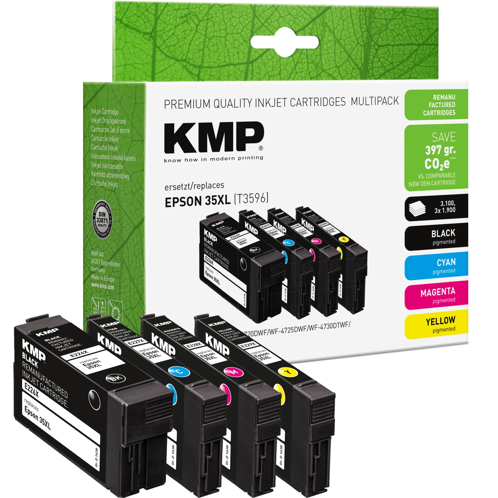 Adapter, Elektronik, QR Code, Tintenpatrone, KMP, Epson 35XL, Schwarz, Color-Codiert