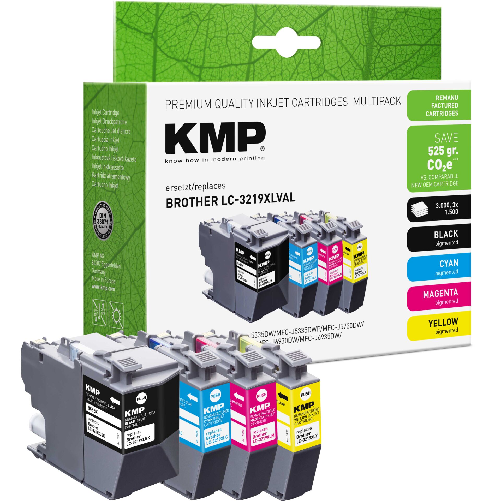 QR Kode, Tintenpatronen, Druckerpatronen, Mehrfarbig, KMP, LC-3219XLVAL, tinte, Tintenpatronen, KMP, Druckerset, CMYBK-Patronen