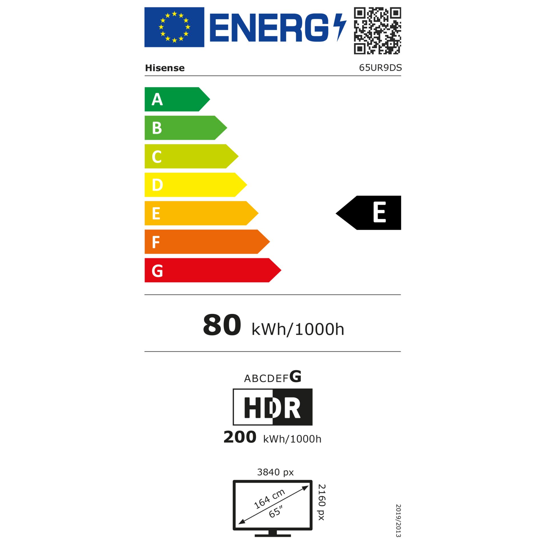 Energieeffizienz, Kühlschrank?, 80 kWh/1000h, HDR, 65"?, Bildschirmgröße 3840 px, Monitoreinheit, HD HDR