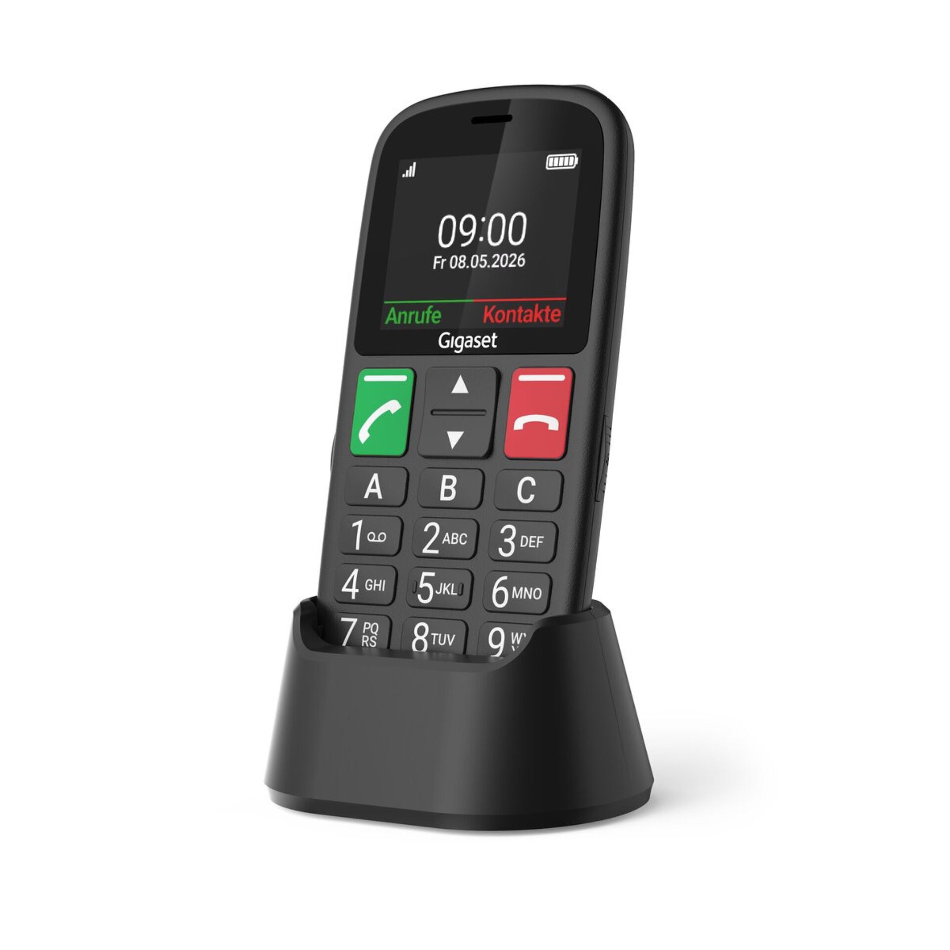 GSM-Telefon, Kleines Display, Schwarz, Ladestation, Tastenhandy