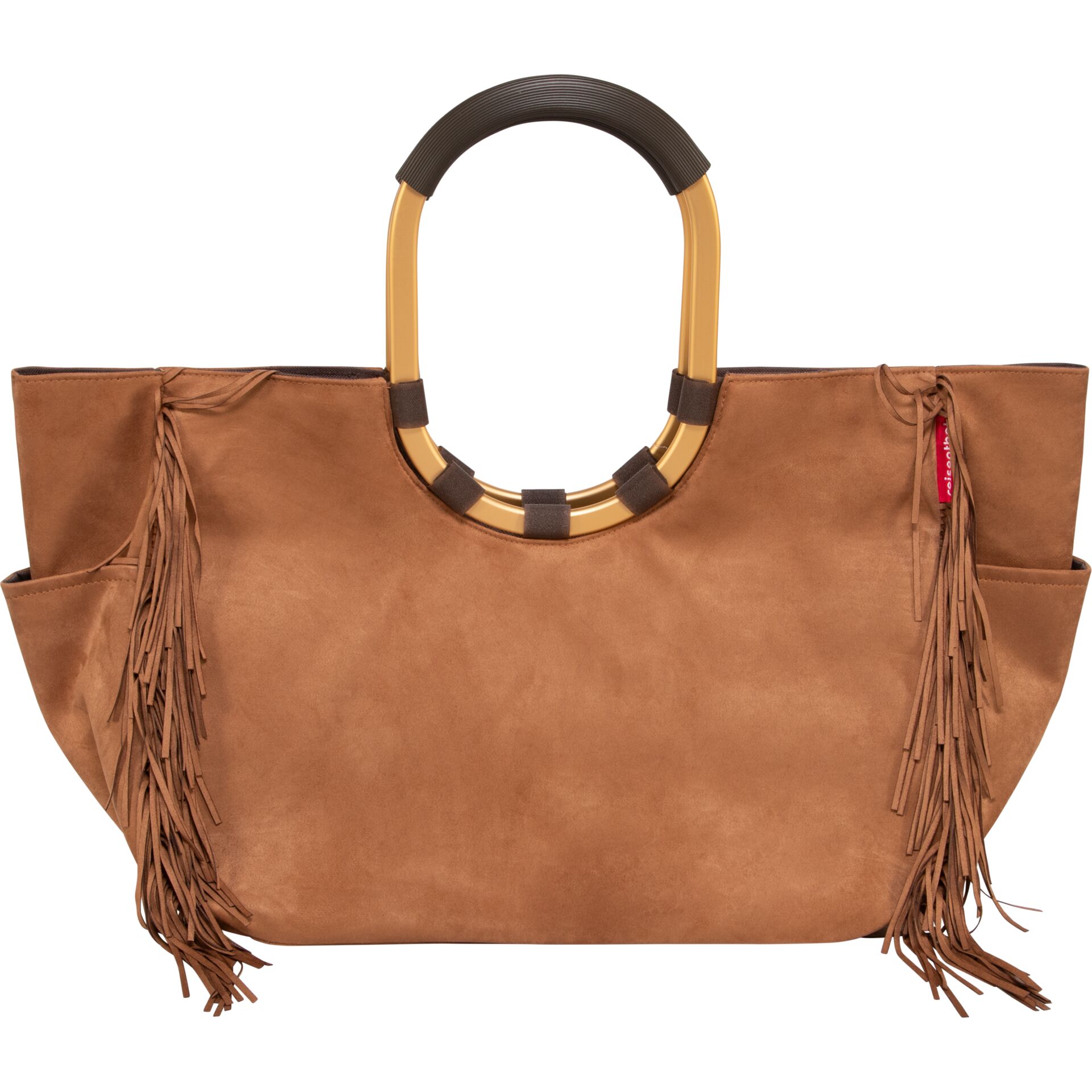 Tote, Tasche, Fransen, Samt, Beige