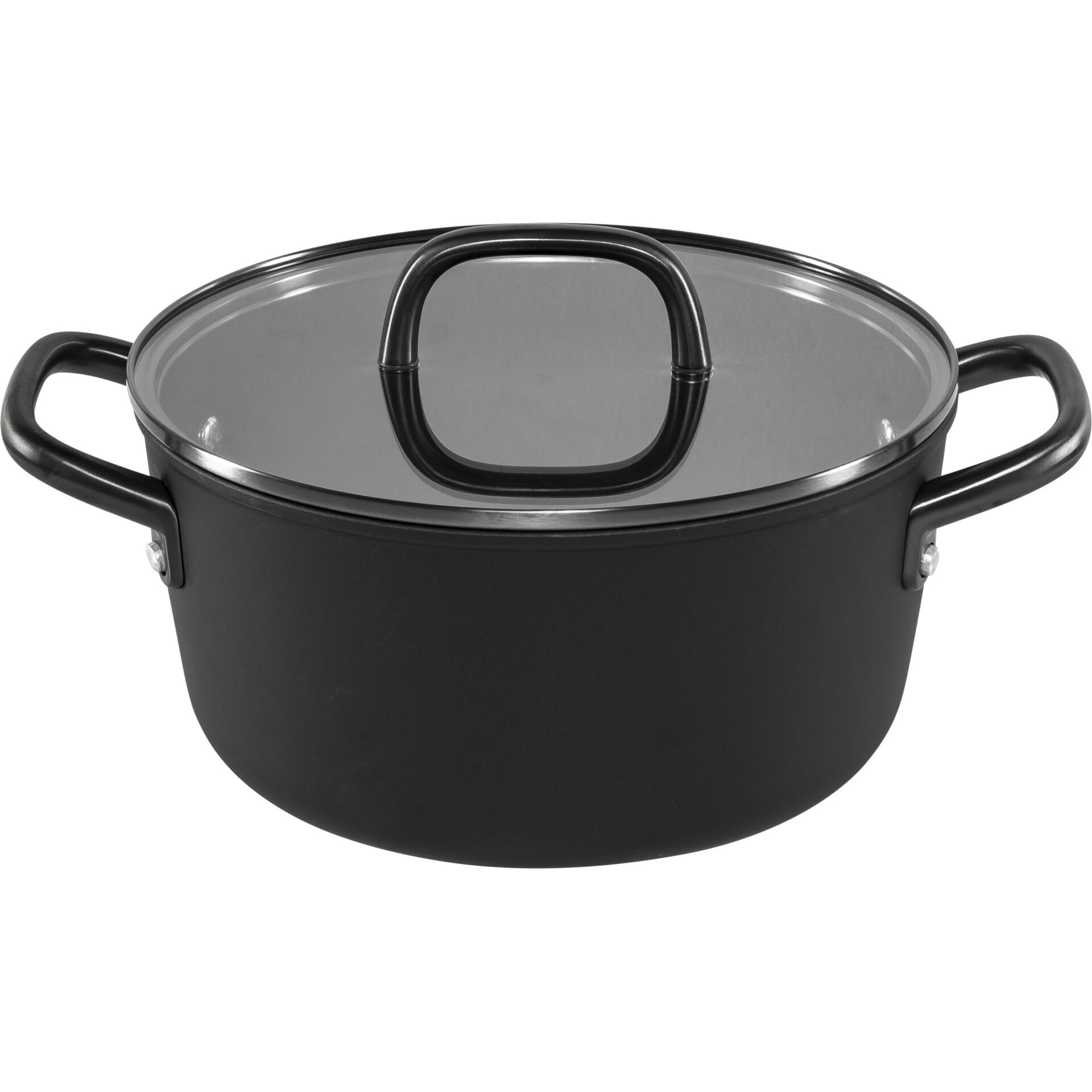 Kochtopf, Pfanne, Glasdeckel, Stahlgriff, Antihaft
