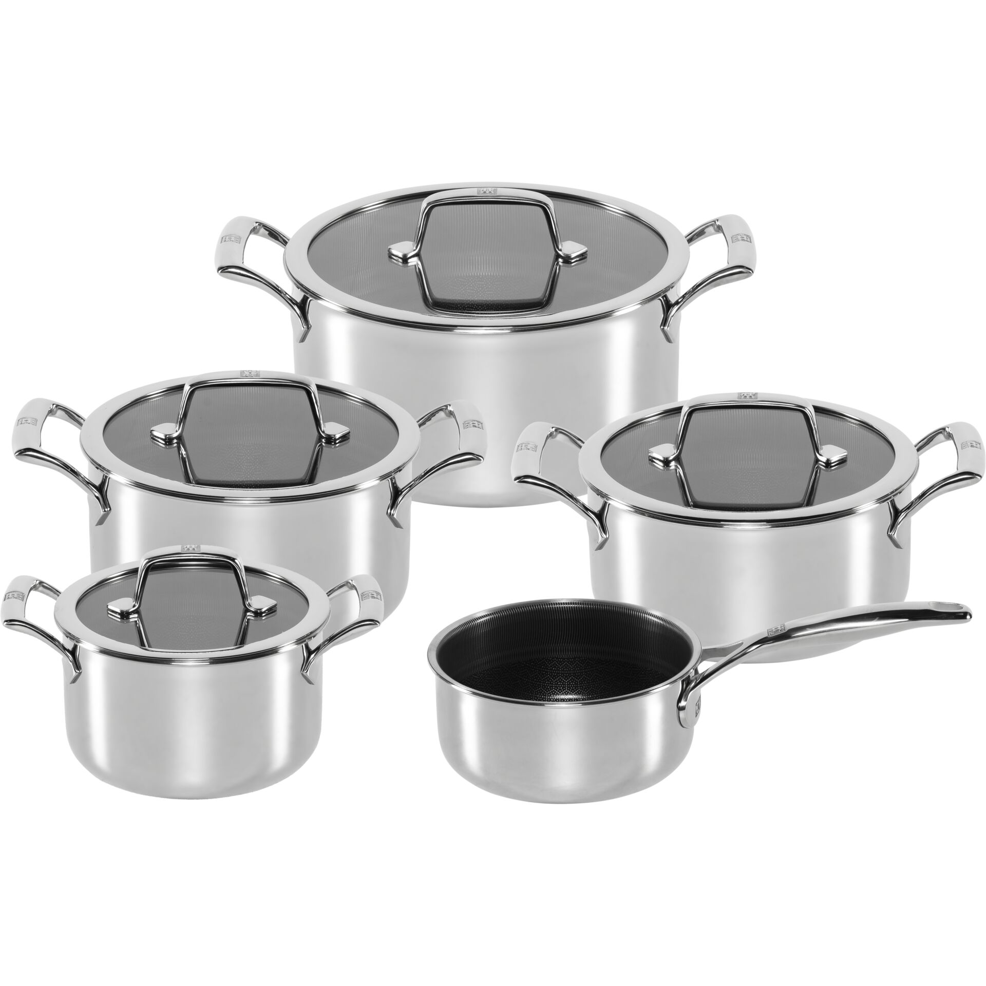 Kochtopf-Set, Stieltopf, Edelstahl, Induktionsgeeignet, Pfannenserien