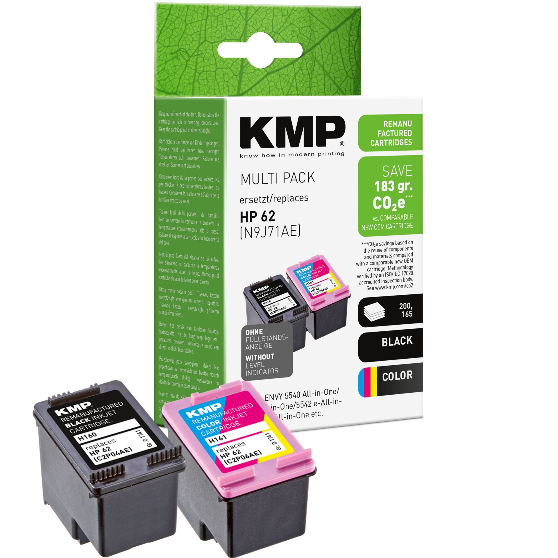 Adapter, Elektronik, Computer-Ausrüstung, Computerausrüstung, QR-Code, Tintenpatronen, KMP, Color-Set, HP 62, Kartusche