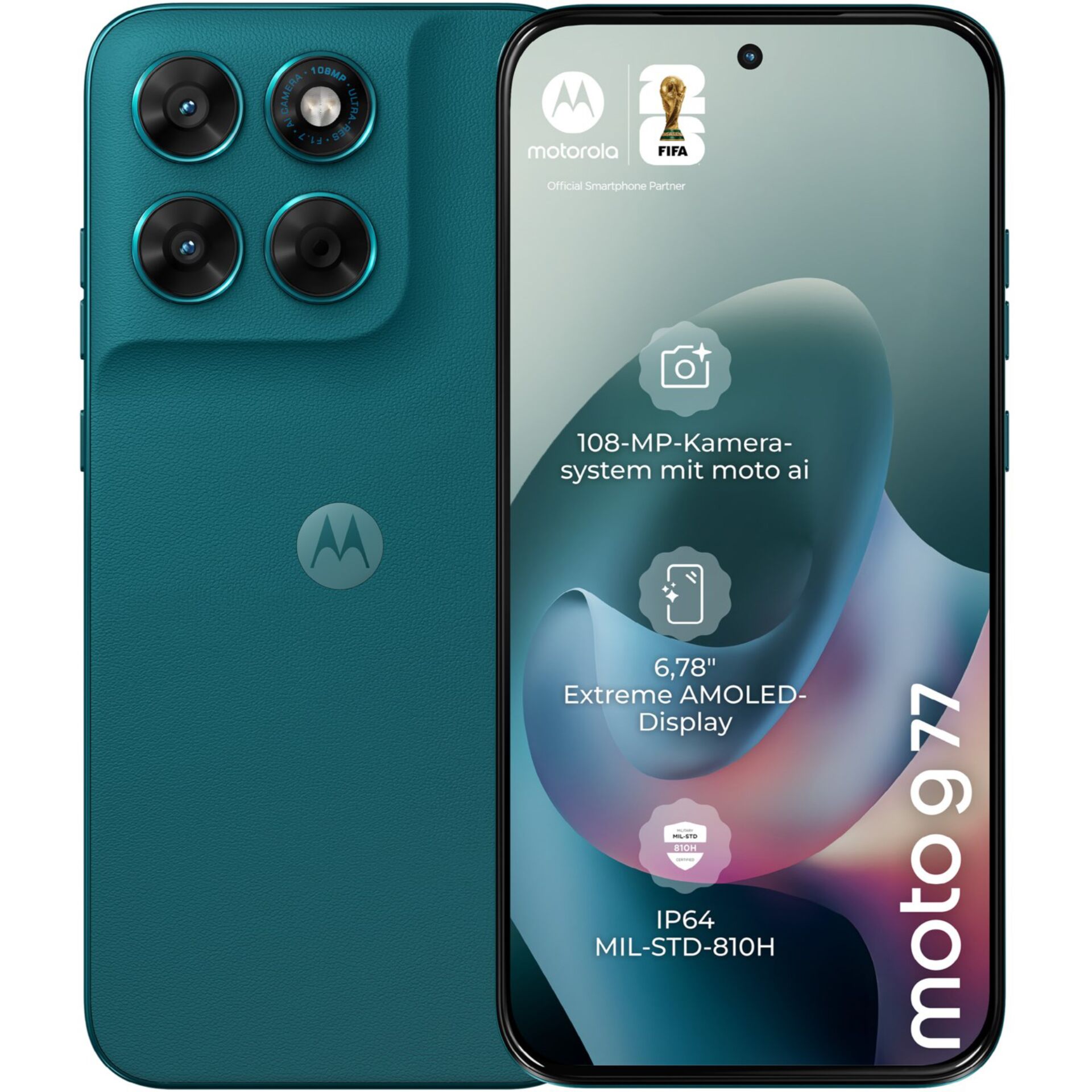 Smartphone, 6,78 Zoll, AMOLED-Display, Vierfachkamera, Teal-Farbe