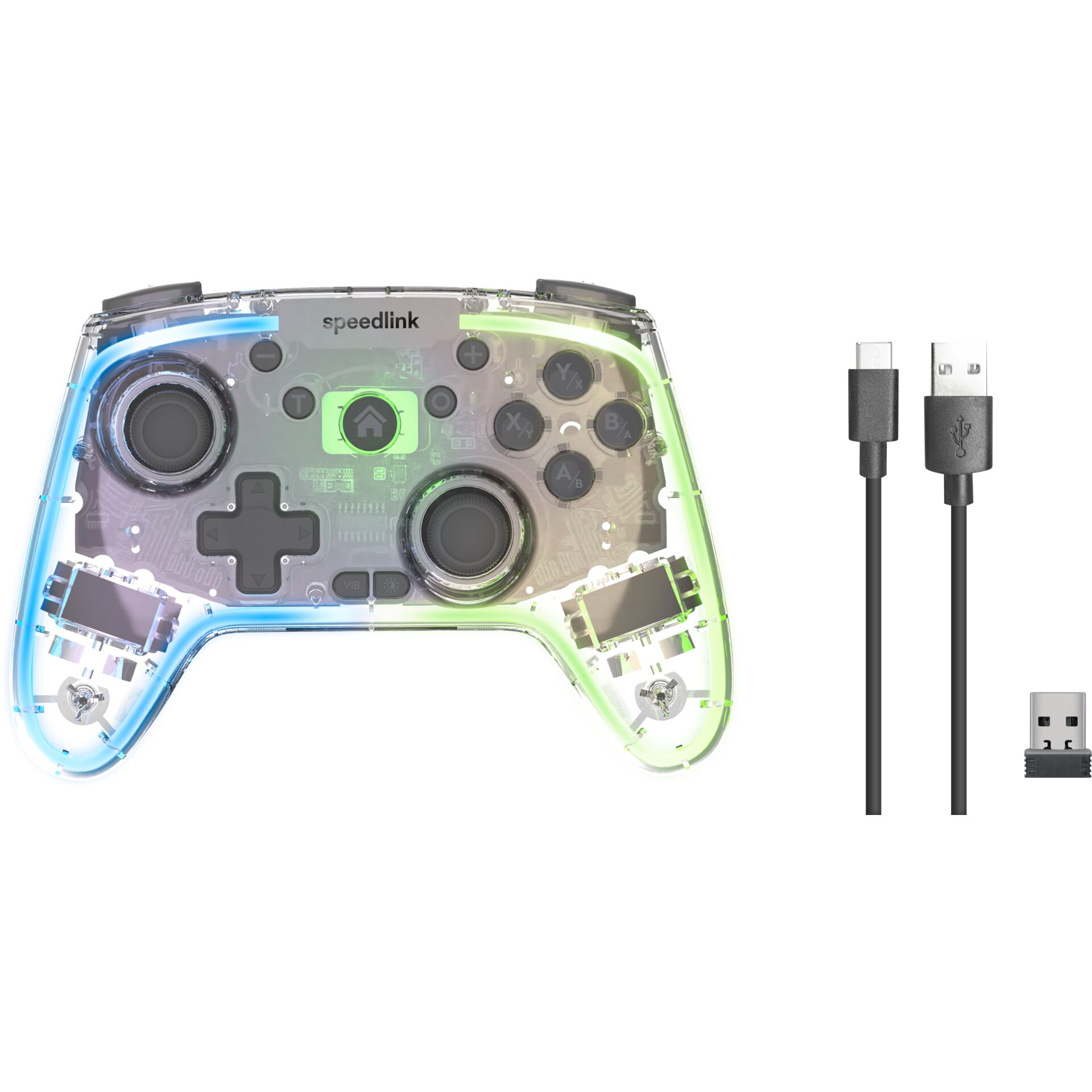 Controller, Gamepad, Transparent, LED, USB-C