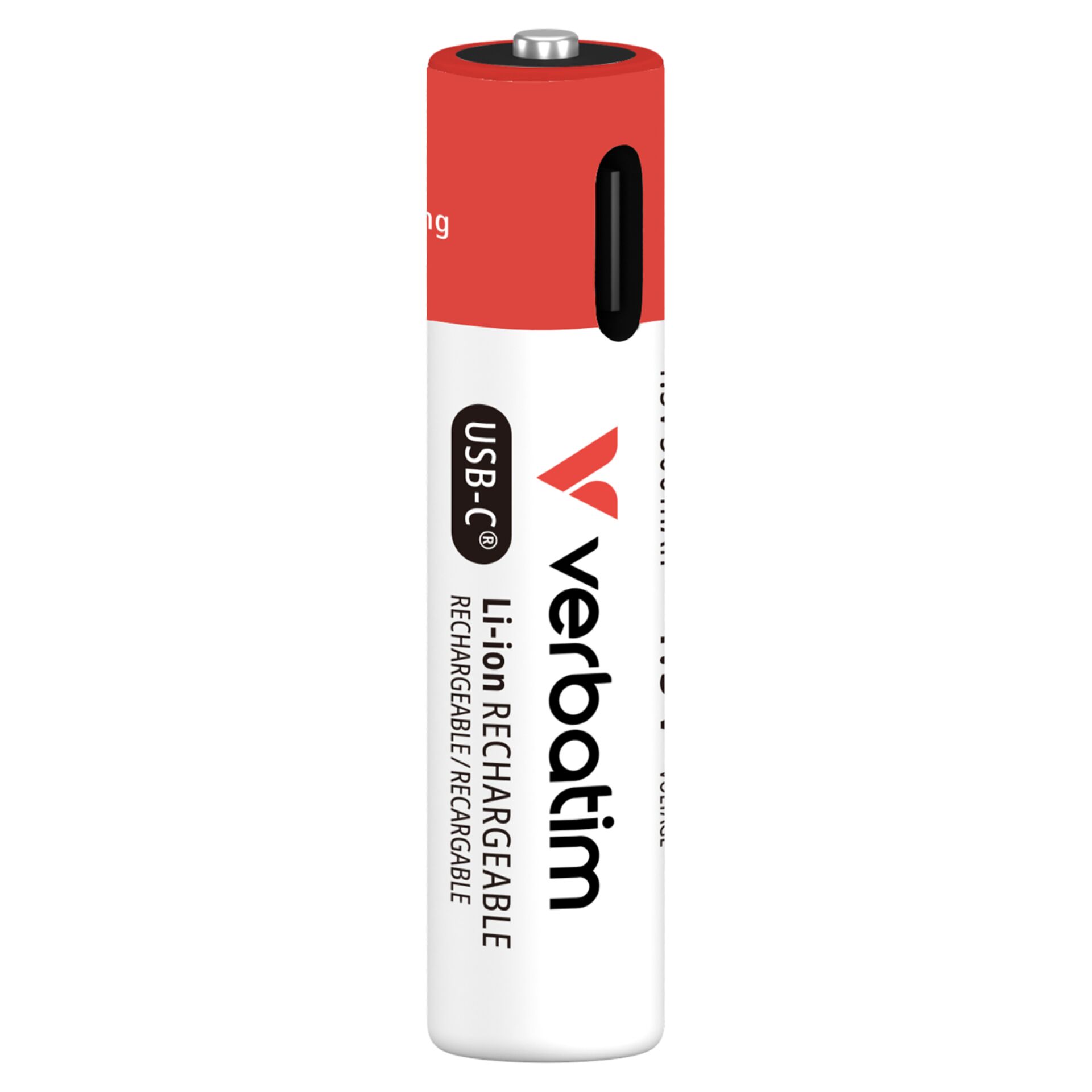 wiederaufladbarer Akku, Lithium-Ionen-Akku, USB-C, rot-weiß, zylindrisch