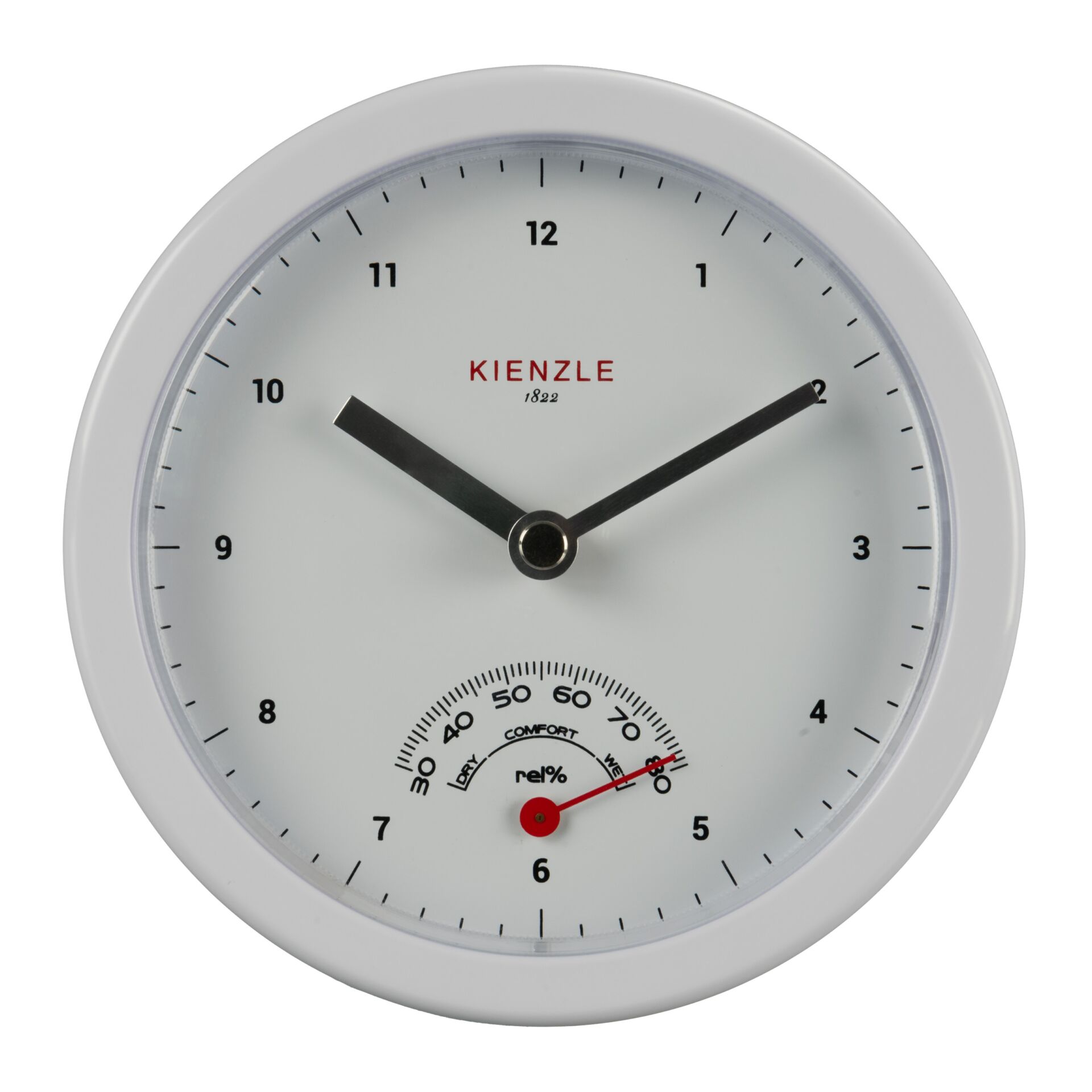 Wanduhr, Analoguhr, Küchenuhr, Weiß, Roter Zeiger