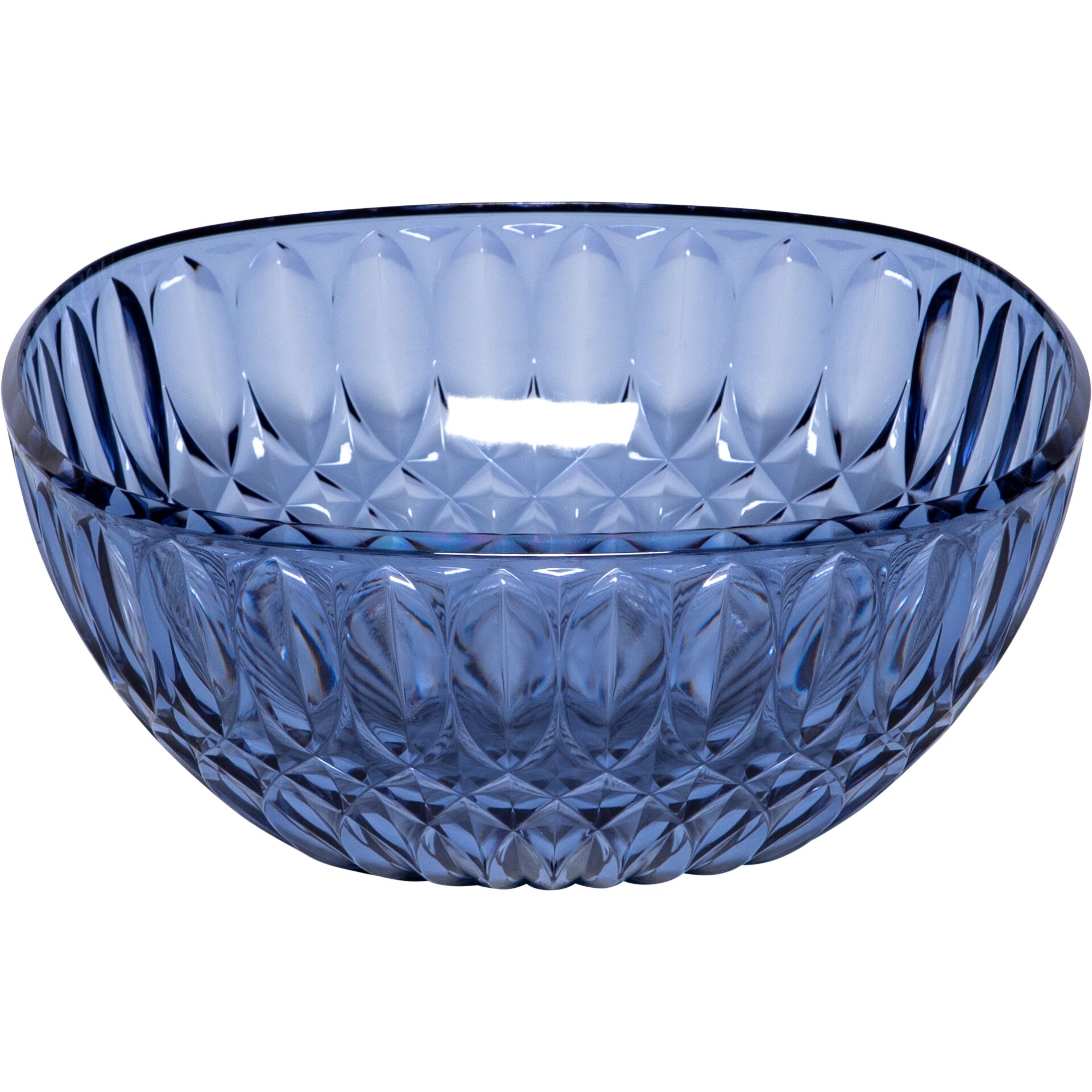 Schüssel, Blauglas, Facettenmuster, Durchmesser groß, Kristalloptik
