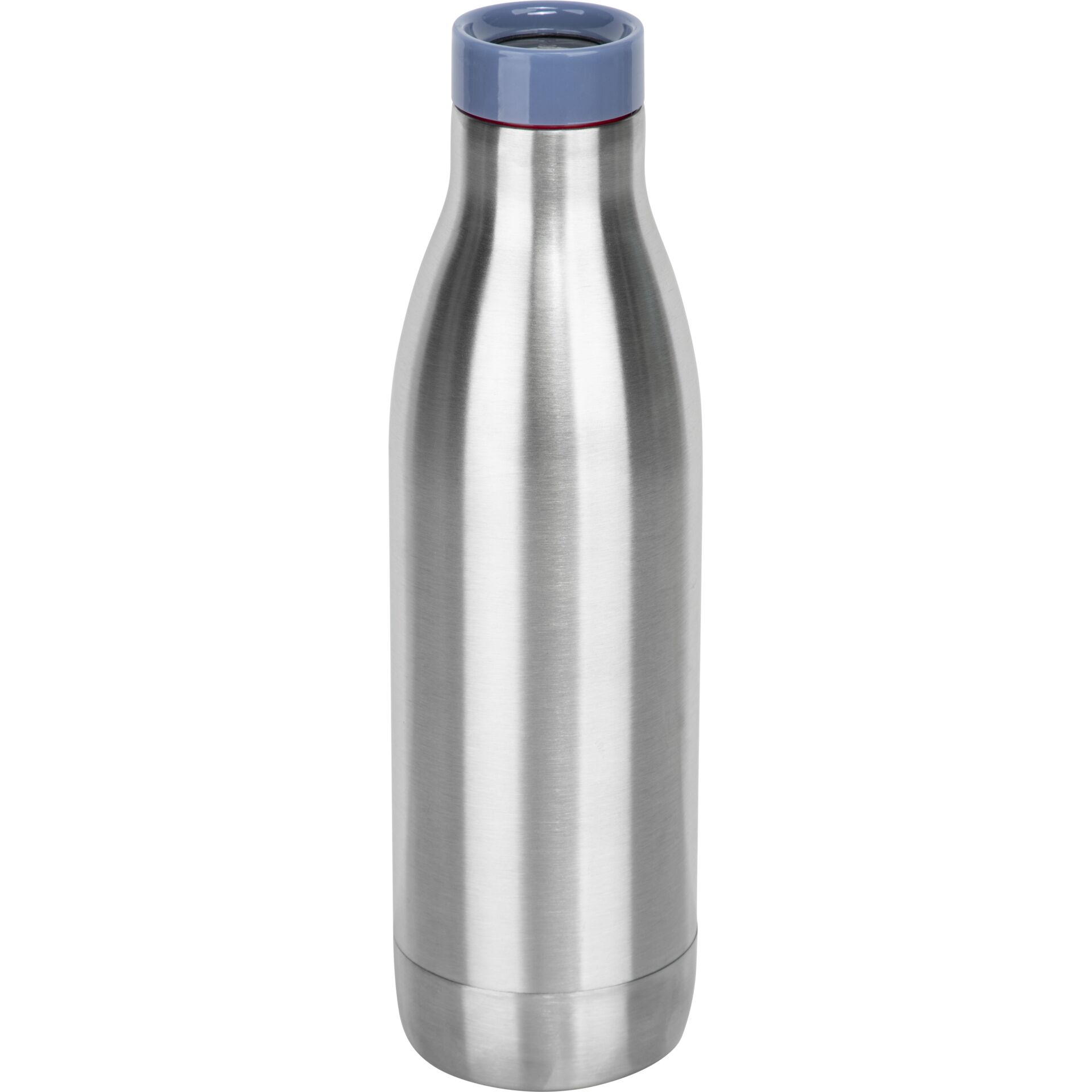 Edelstahlflasche, Wasserflasche, Vakuumflasche, Metallflasche, Blauer Deckel