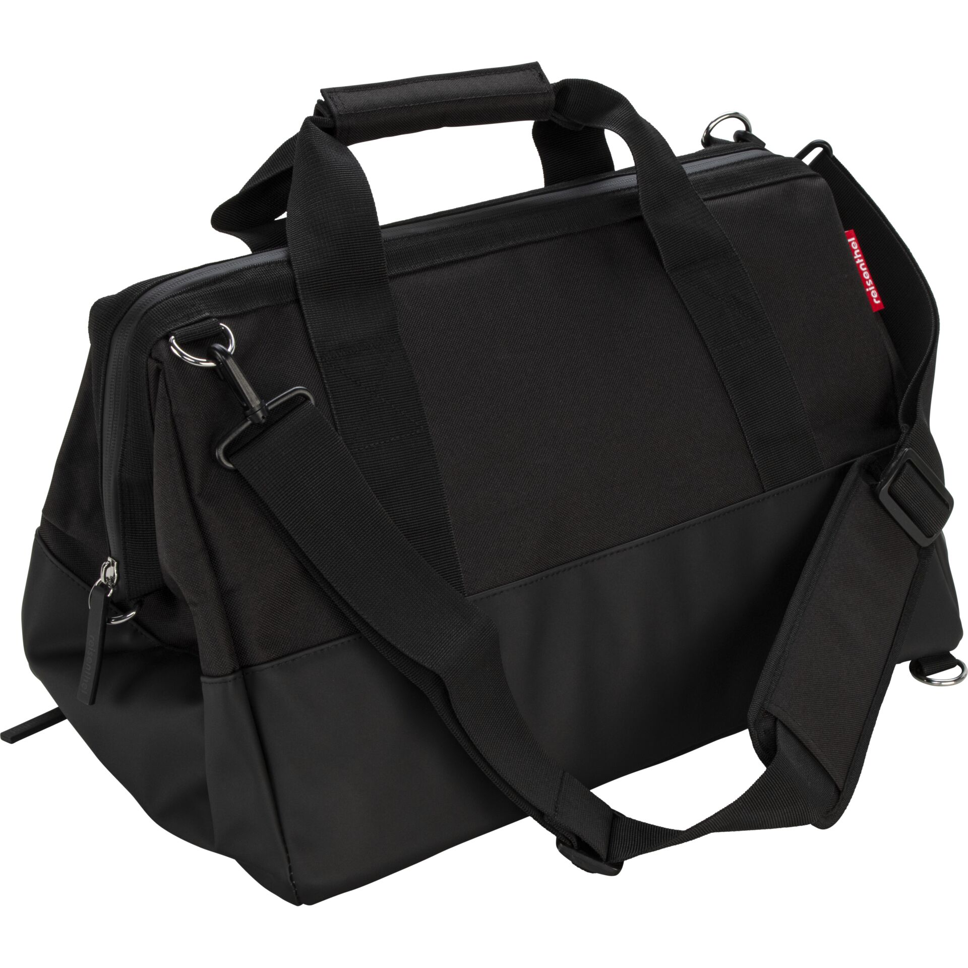 Duffel-Tasche, Schwarz, Carry-on, Schultergurt, Reißverschlussfach