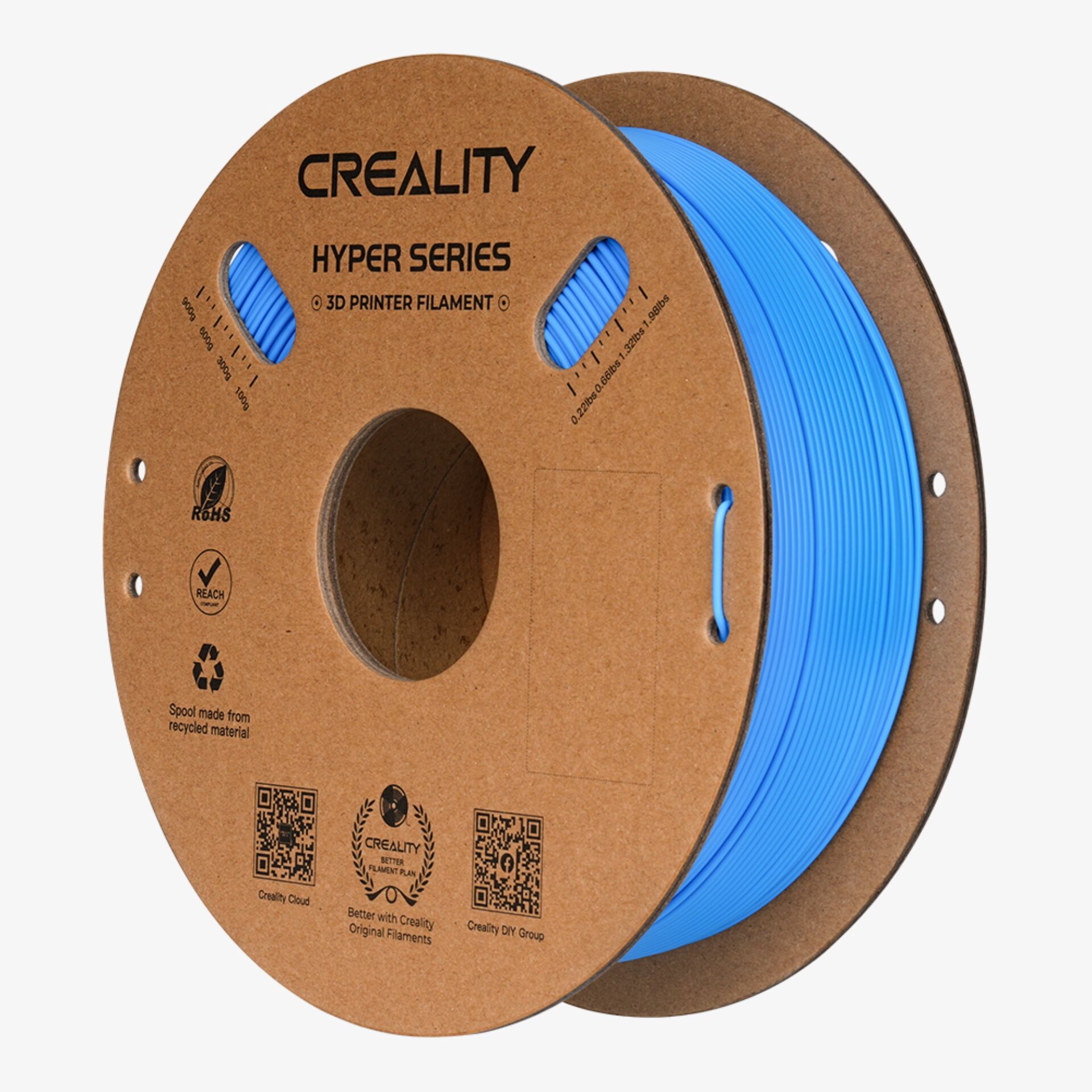 3D-Druck Filament, Hyper Series, Blaues Filament, Spule, Filamentspule