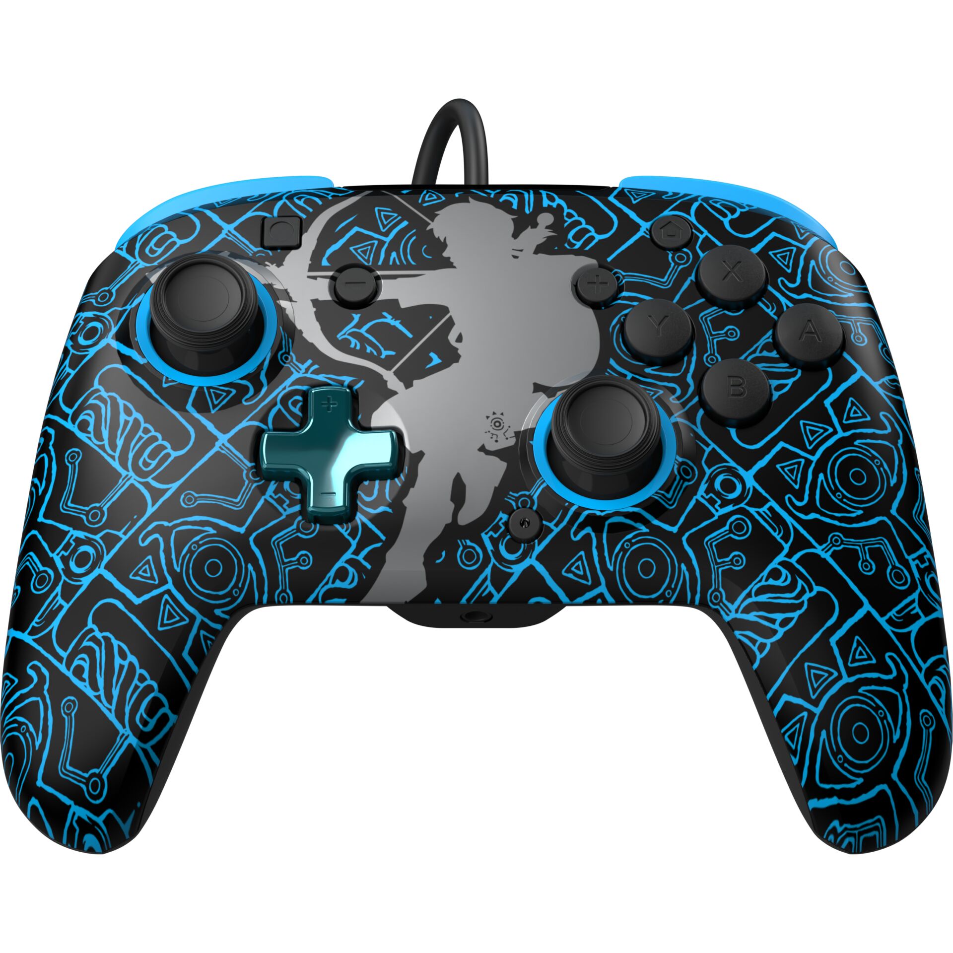 gamepad, controller, blau, muster, verkabelt