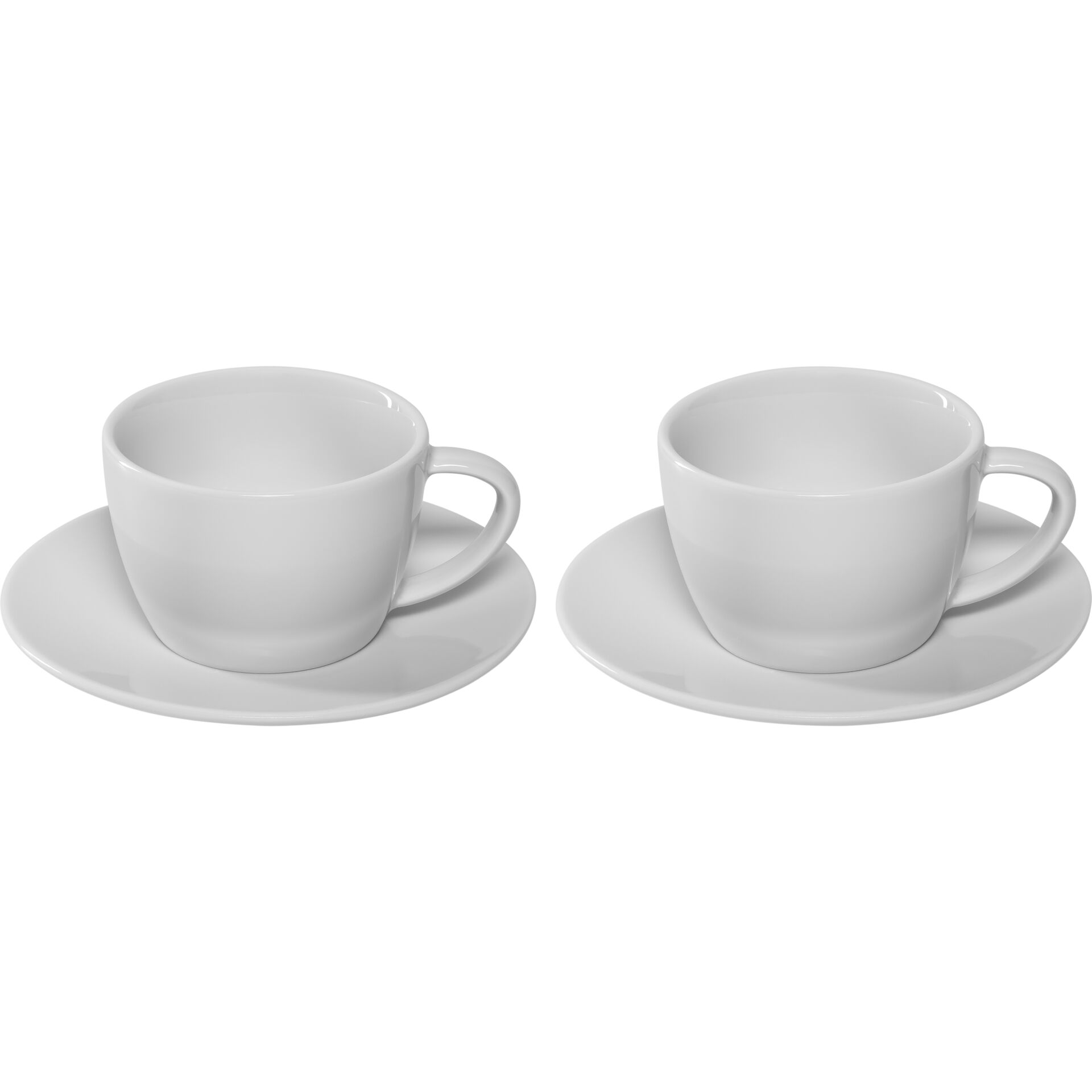 Kaffeetassen, 2er-Set, weiße Tassen, Tassen mit Untertassen, Porzellan