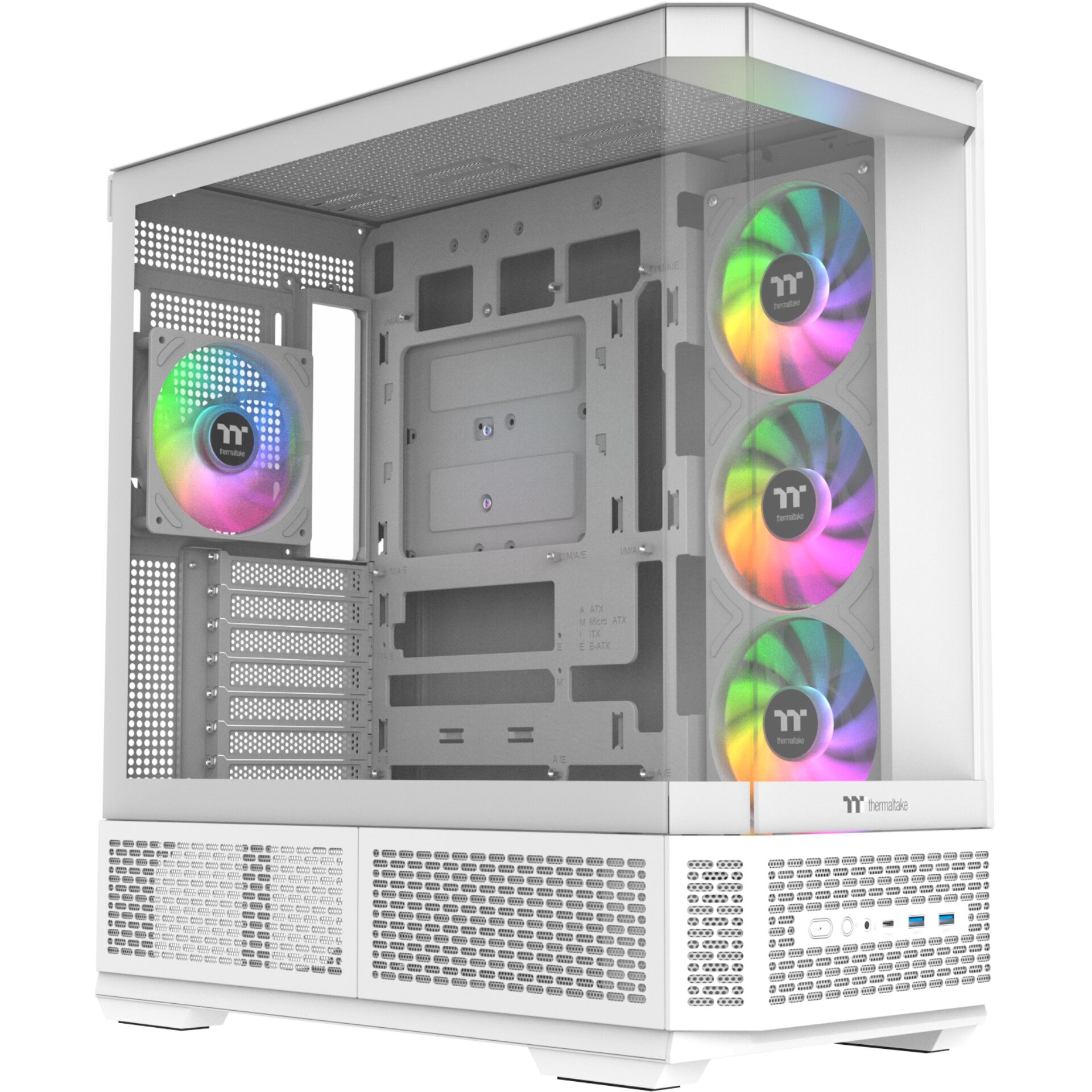 PC-Gehäuse, Mid-Tower, RGB-Lüfter, Glas-Seitenteil, weiße Farbe