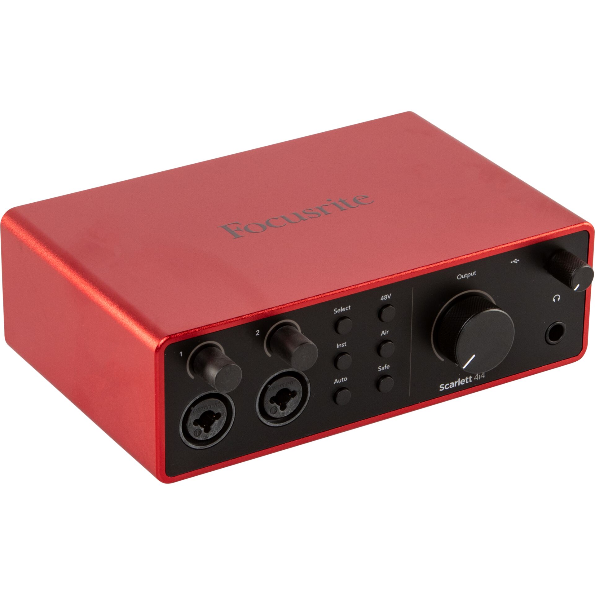 Audio-Schnittstelle, RCA/Combo-Eingang, roter Metallgehäuse, Scarlett 4i4, USB-Stromversorgung