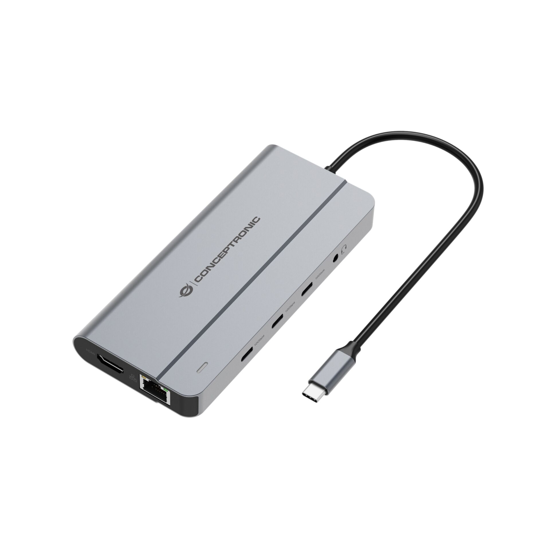 USB-C Hub, Adapter, Aluminium, Grau, Ethernet