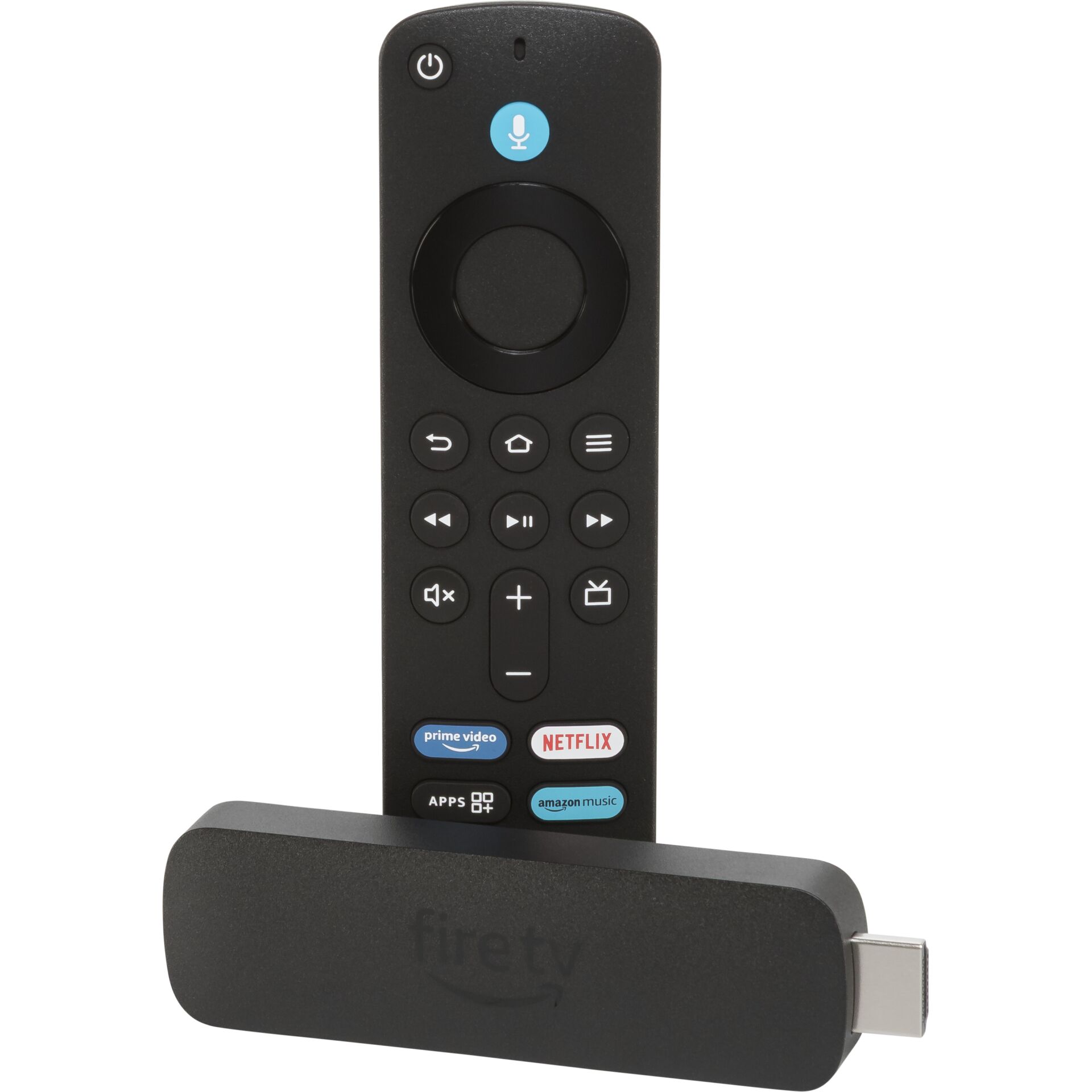 Fernbedienung, Streaming-Player, USB-C, Abspiel-Apps, Mikrofon-Icon