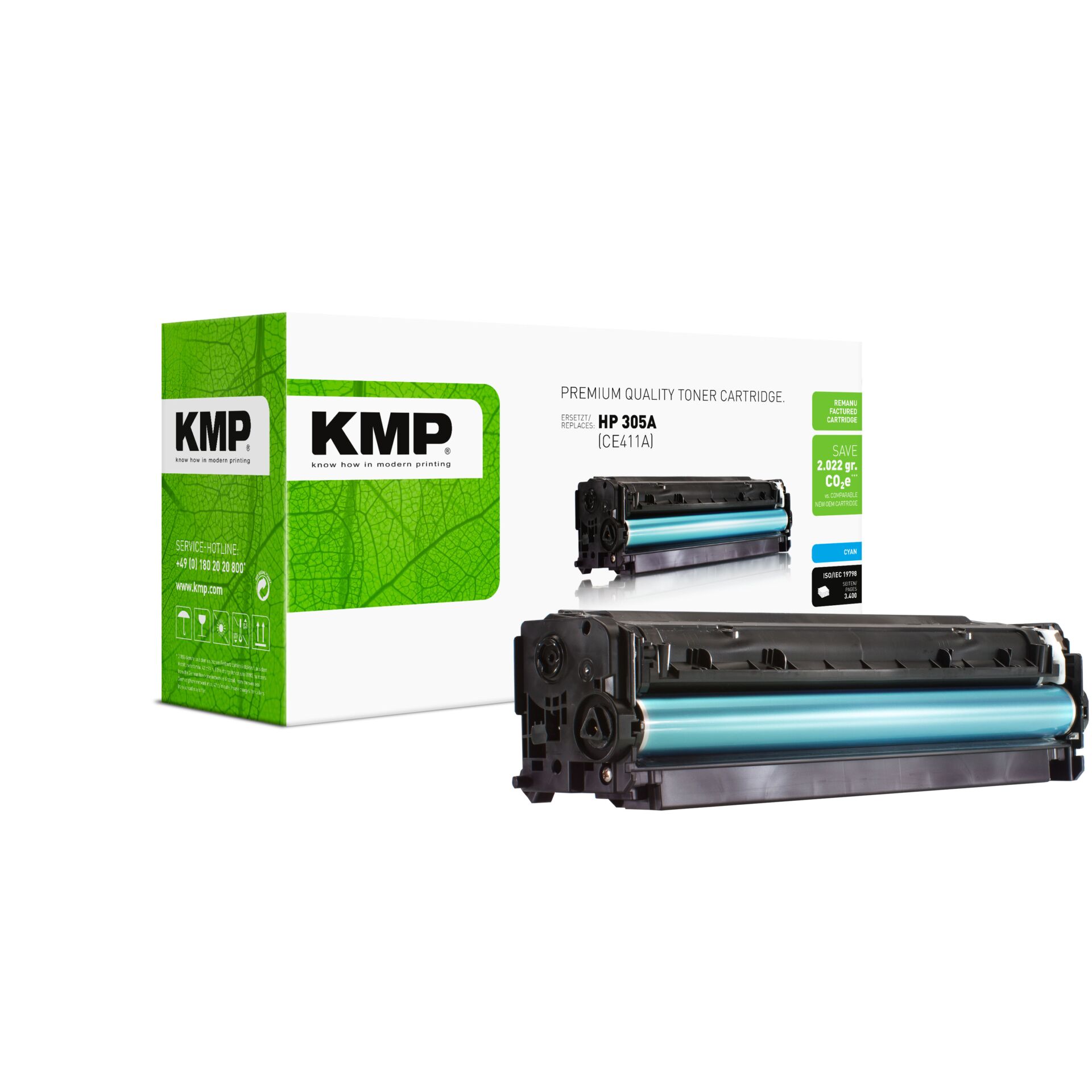 Computerausrüstung, Elektronik, Hardware, Maschine, Tonerpatrone, Druckerzubehör, Cyan-Tonerkassette, HP 305A kompatibel, KMP-Verpackung