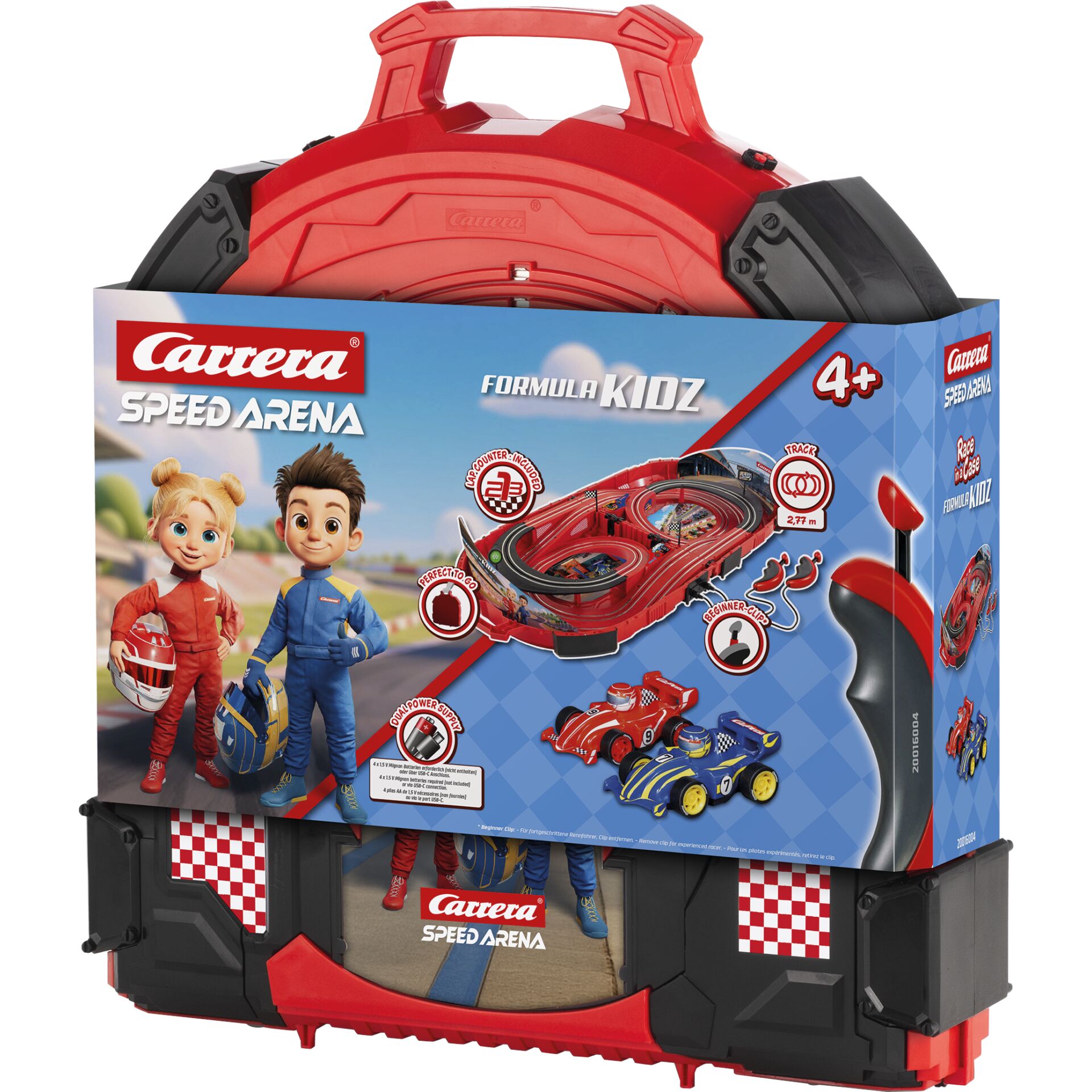 Kinder-Rennbahn, Formel-KidZ, Rennwagen-Set, Koffer-Rennbahn, Spielset