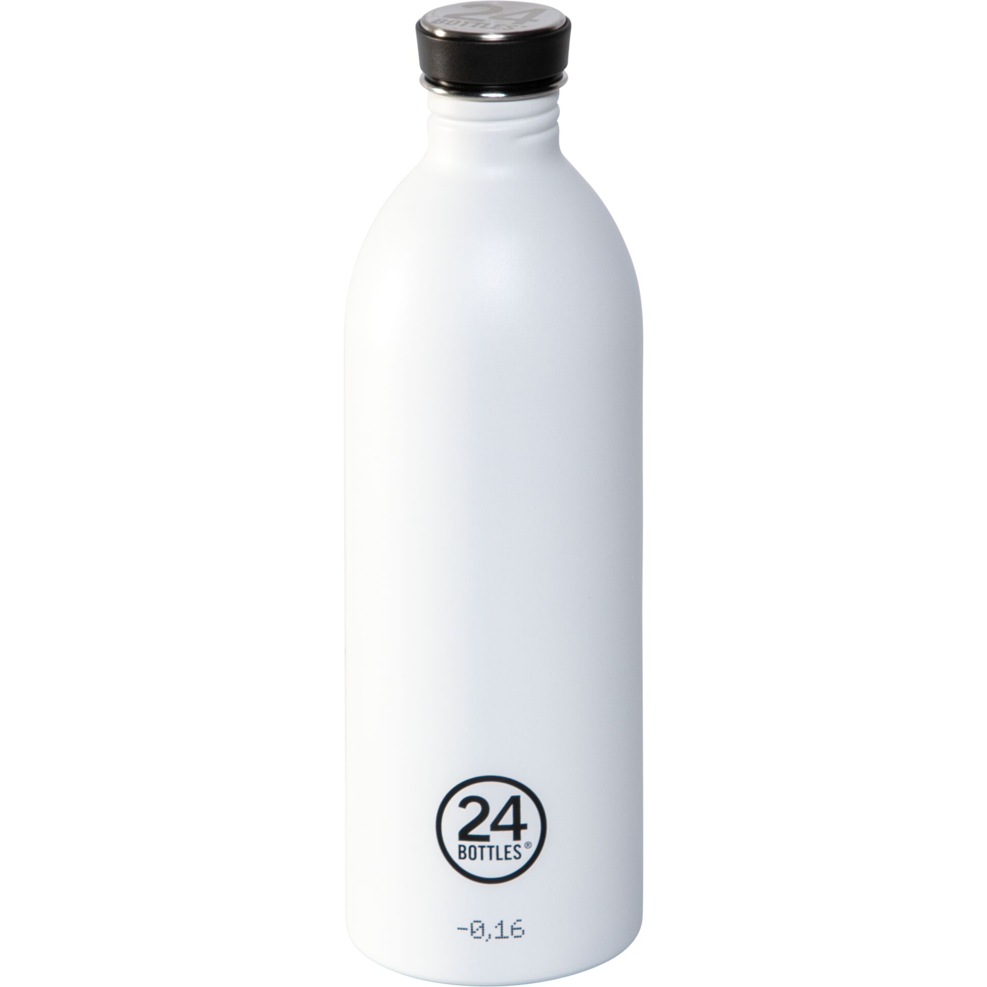 Aluminiumflasche, White bottle, 24 Bottles, Trinkflasche, Kappe schwarz