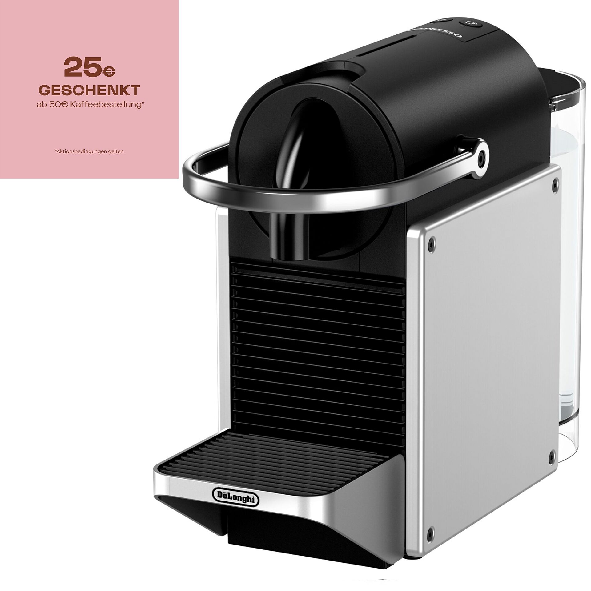 Kaffeemaschine, Kapselmaschine, Nespresso, Einzelportion, Sonderangebot, Kaffeemaschine, Espressomaschine, Kapselmaschine, DeLonghi, Silber/Schwarz, Kaffeemaschine, Kaffeevollautomat, Espressoautomat, Kapselmaschine, Silber/Schwarz