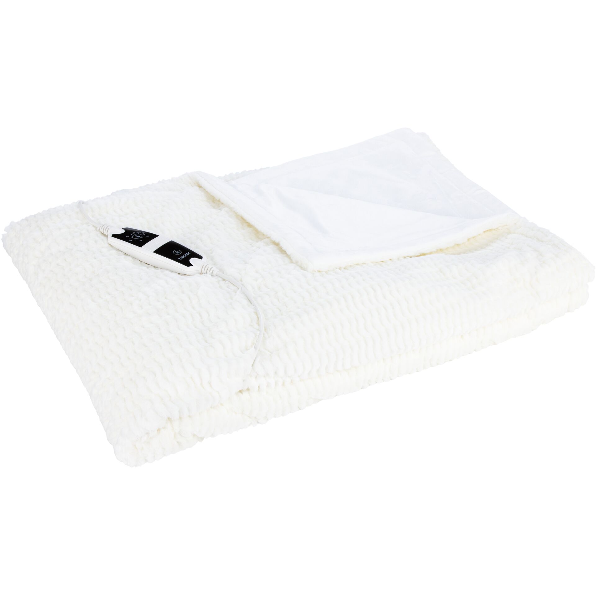 Wärmekissen, Fleece-Decke, Weiß, Strickstruktur, Fernbedienung/Steuerungslügel