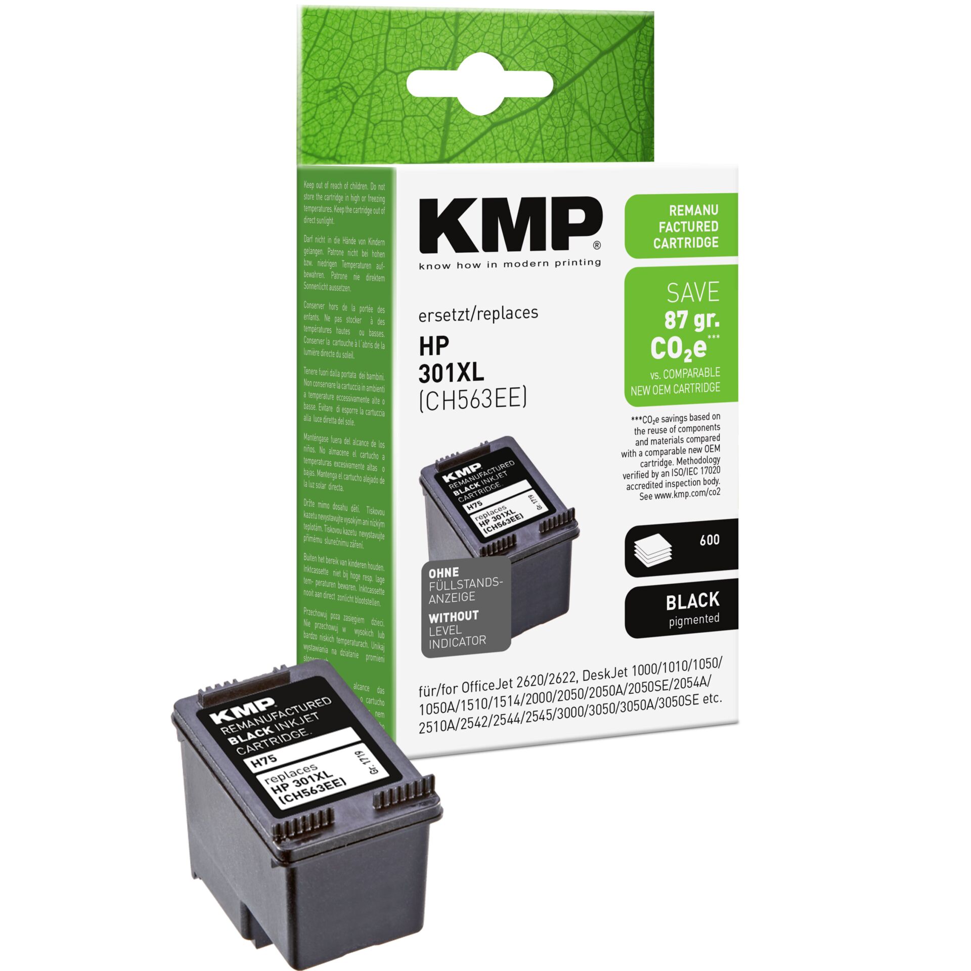 Adapter, Elektronik, Computer-Ausrüstung, Computerausrüstung, QR-Code, Tintenpatrone, HP 301XL, KMP, Schwarzpigment, Kartusche