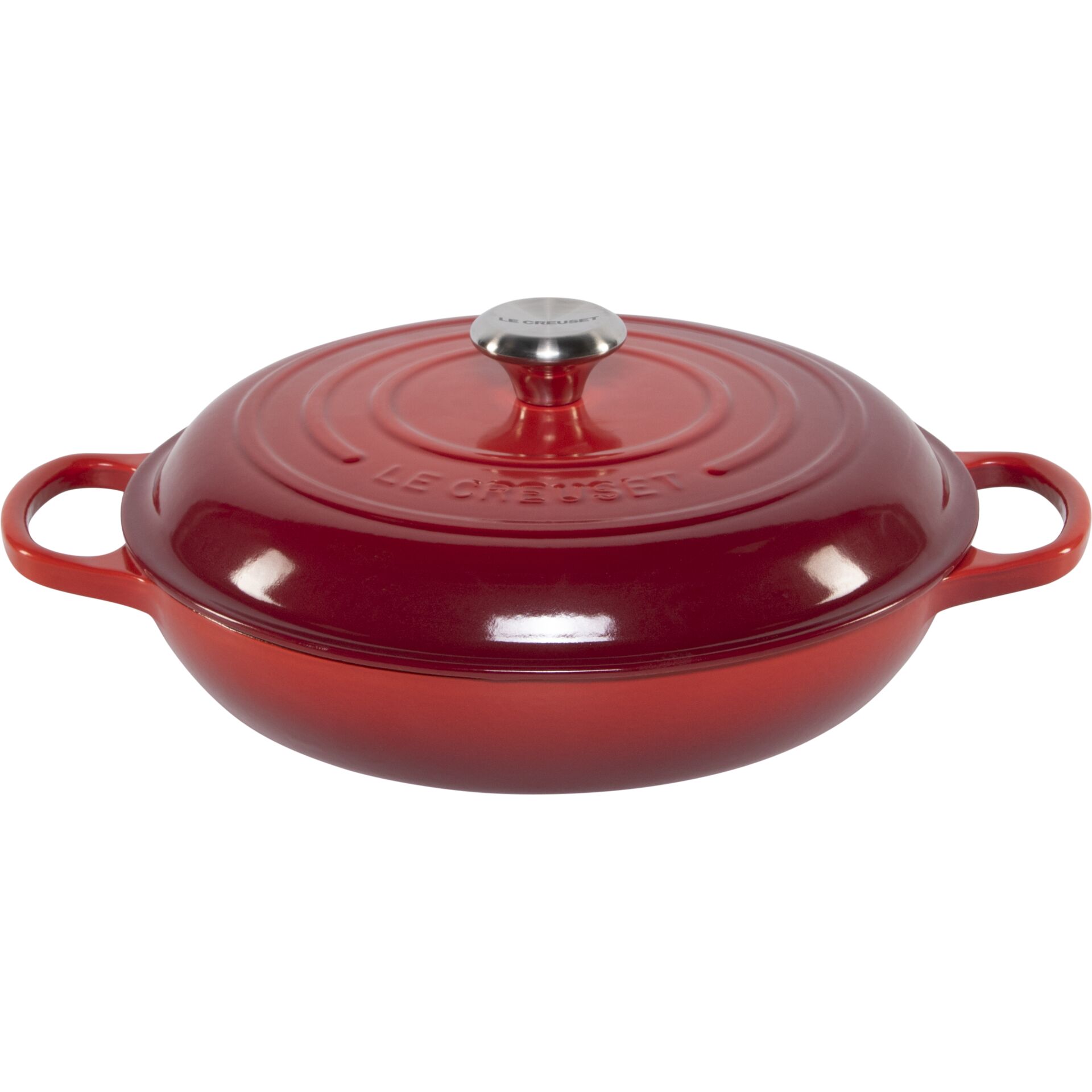 Gusseisen Pfanne, Bräter, Emailliert,  rote Farbe, Deckel mit Griff