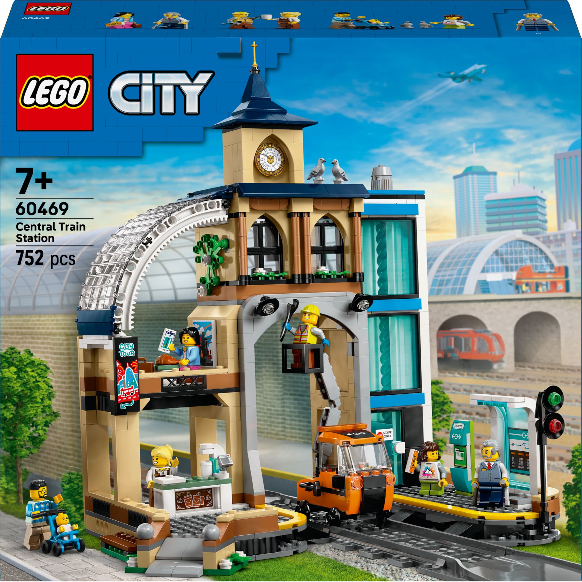 Stadtbahnhof, LEGO City, Central Train Station, 752 Teile, Zug Bahnhöfe