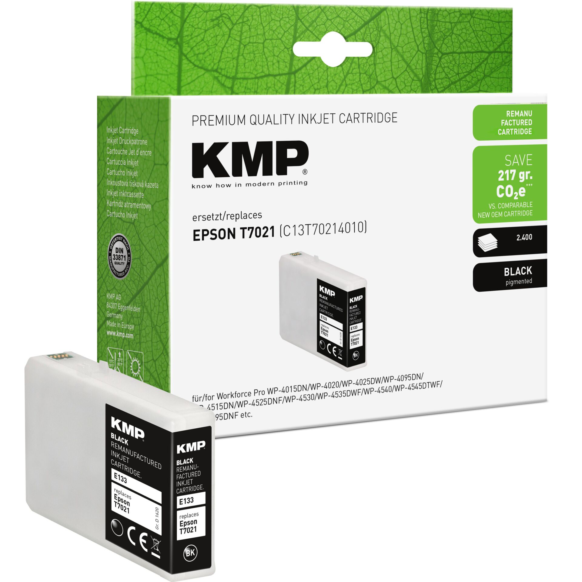 Adapter, Elektronik, QR Code, Tintenpatrone, Druckerpatrone, Ersatzpatrone, Schwarz/Black, Epson T7021 ersatz