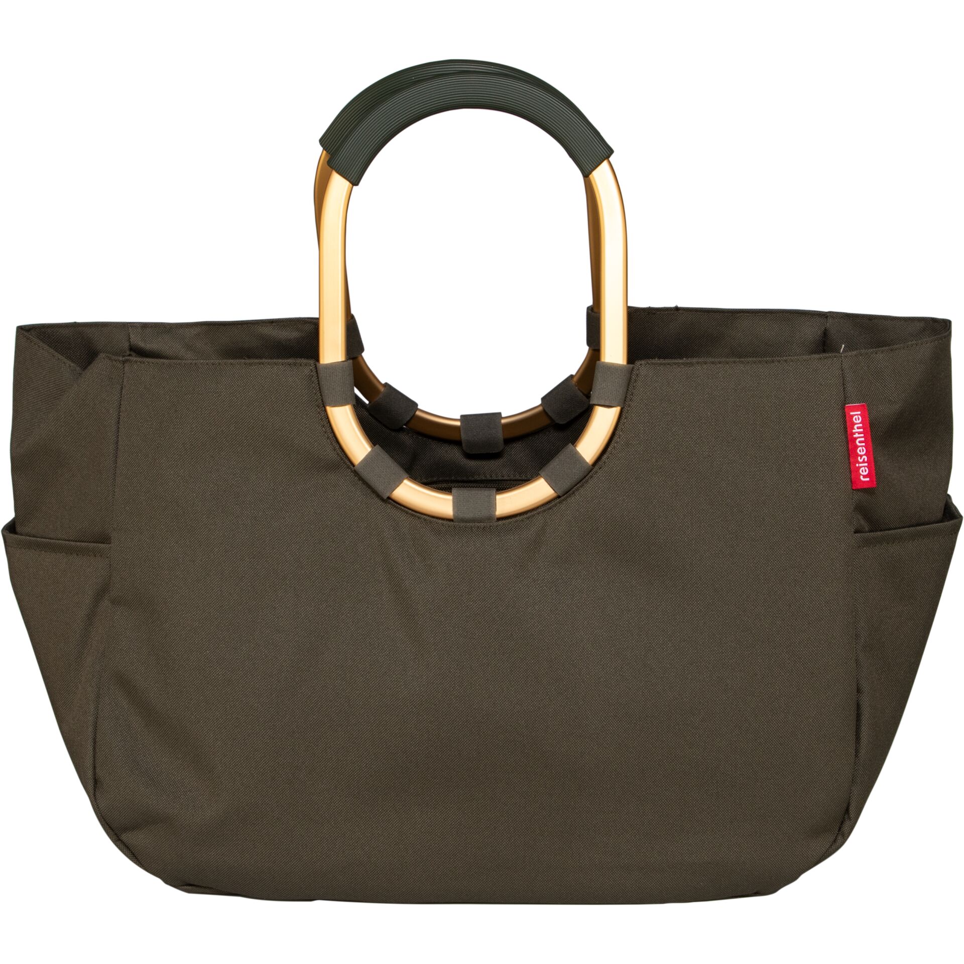 Tasche, Henkeltasche, Khaki, Gurtband, Holzring-Griff