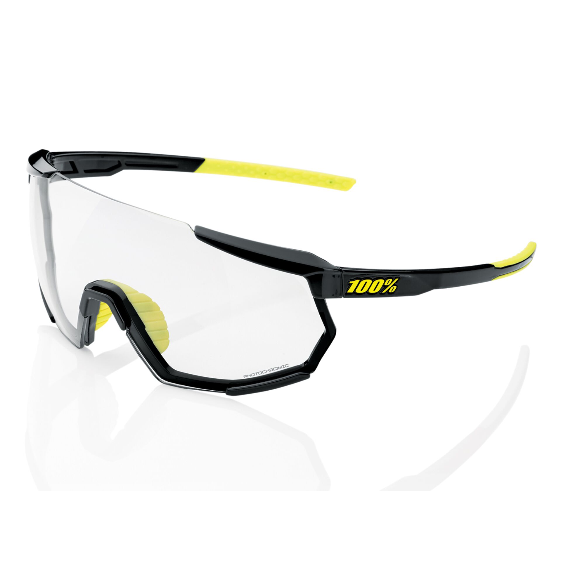 Schutzbrille, Sportsbrille, Weißglas, Rahmen Schwarz, Gelb Akzente