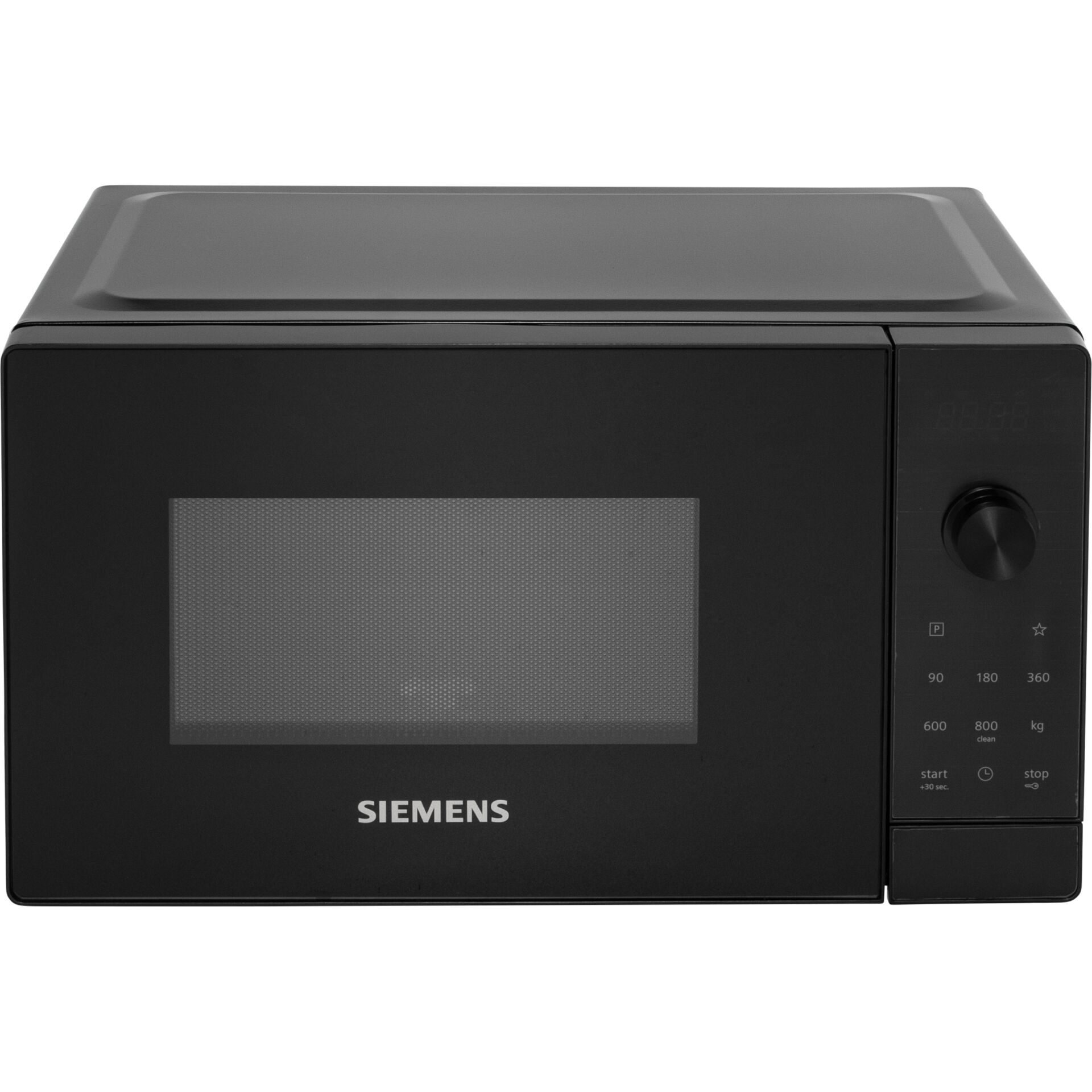 Mikrowelle, Kompaktgerät, Schwarz, digitales Display, Siemens, Mikrowelle, Küchengerät, Schwarz, Handhabungknopf, Dreißigsekunden Start