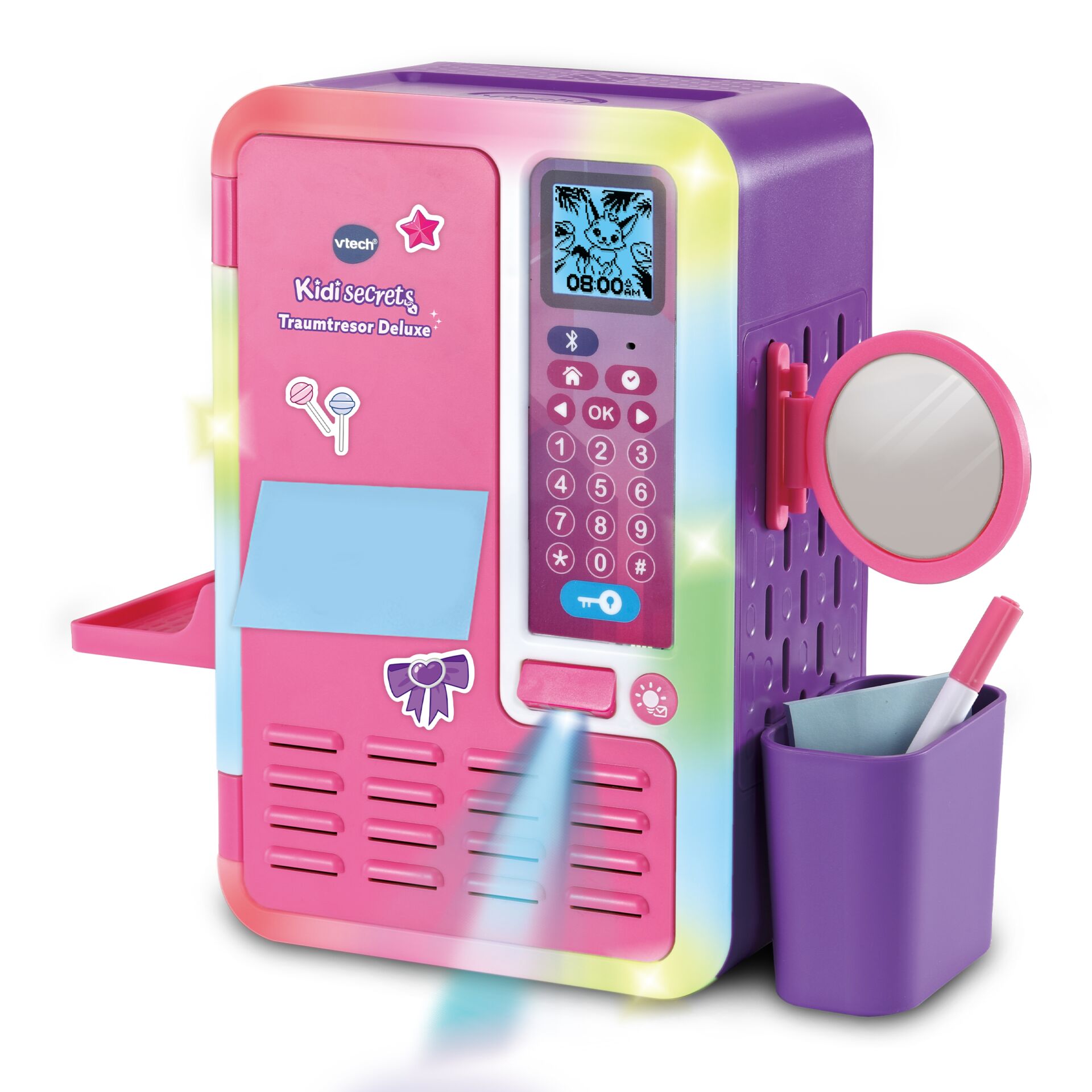 Kinder Koffer, Spielzeugklein-Computer, Mal- und Schreibset, Lila Pinkes Mini-Computer, Kinderspielzeug mit Spiegel