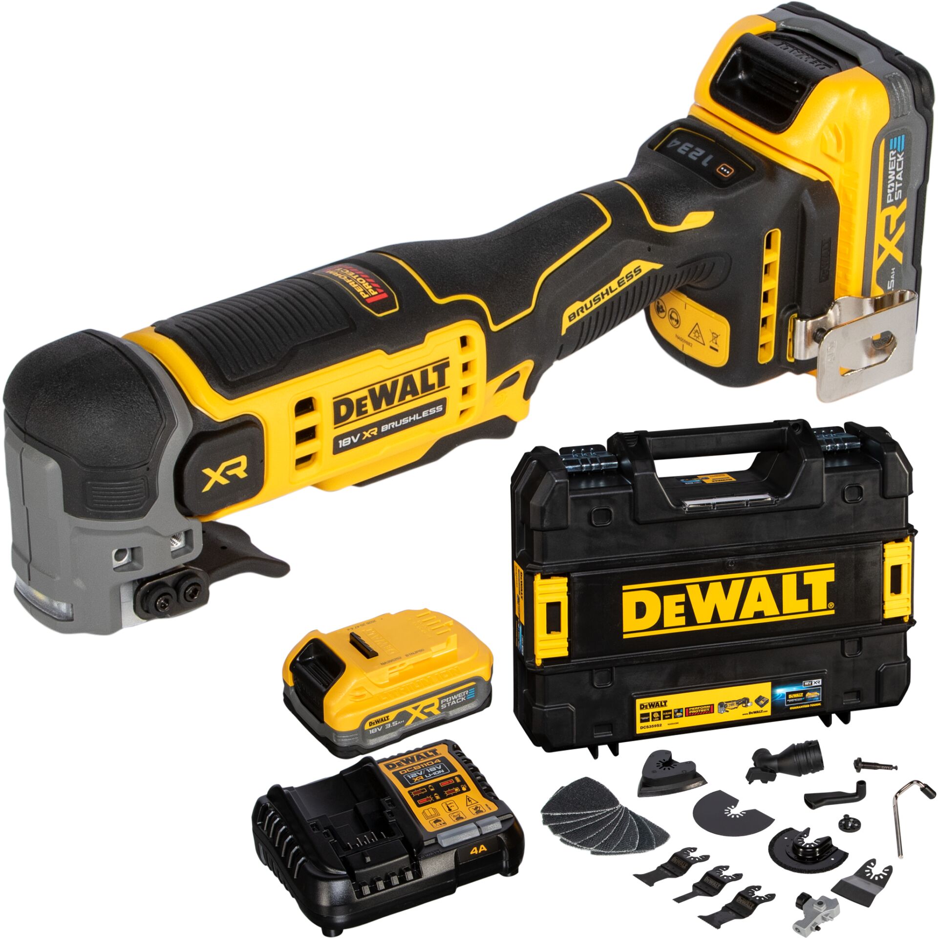 Akku-Bohrset, Schlagbohrmaschine, DeWalt, Kofferset, Zubehör, Akku-Multifunktionswerkzeug, 18-Volt-Akku, bürstenloser Motor, Schwarz-Gelb, Zubehörset
