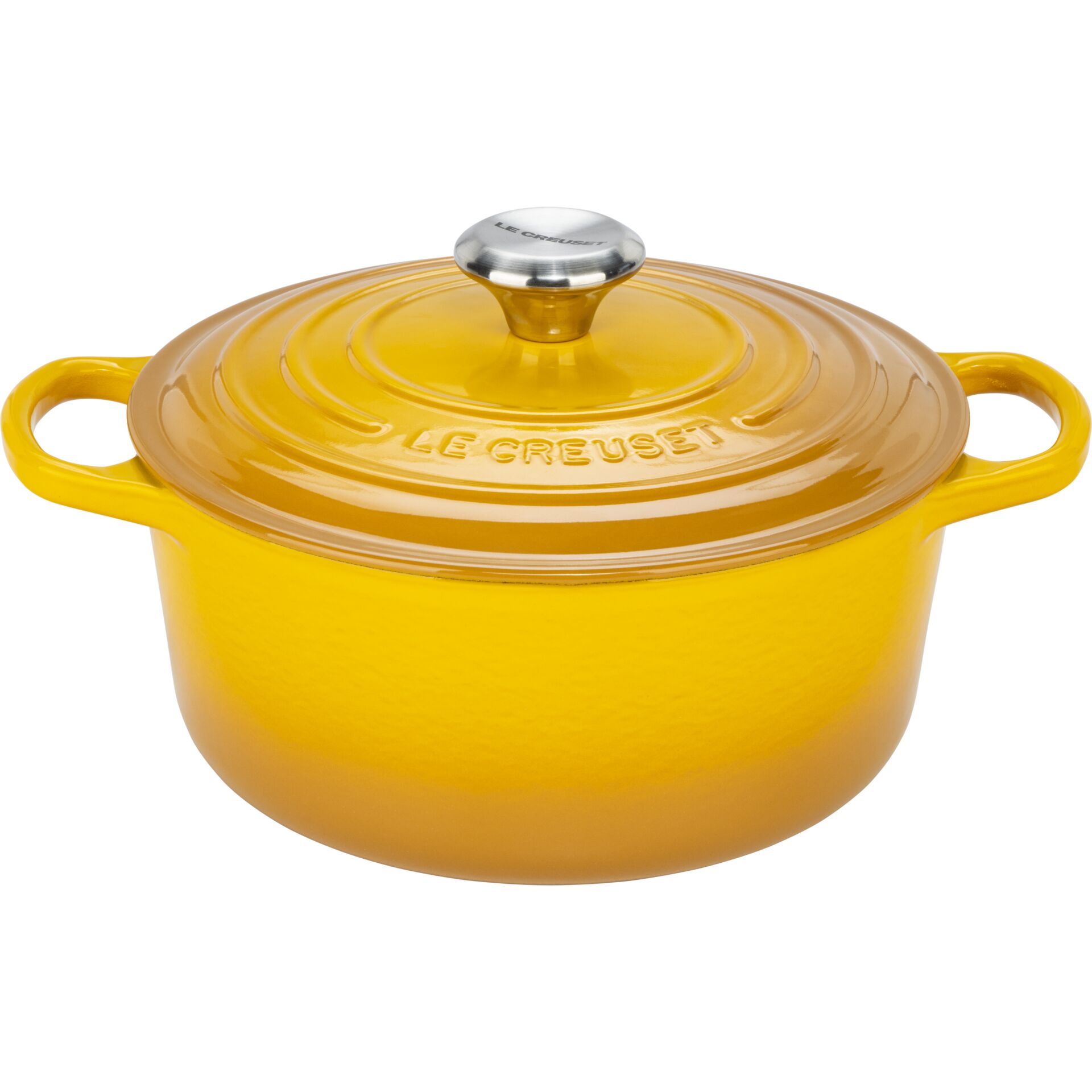 Cocotte, Gusseisen, gelb, Kochtopf mit Deckel, Le Creuset?