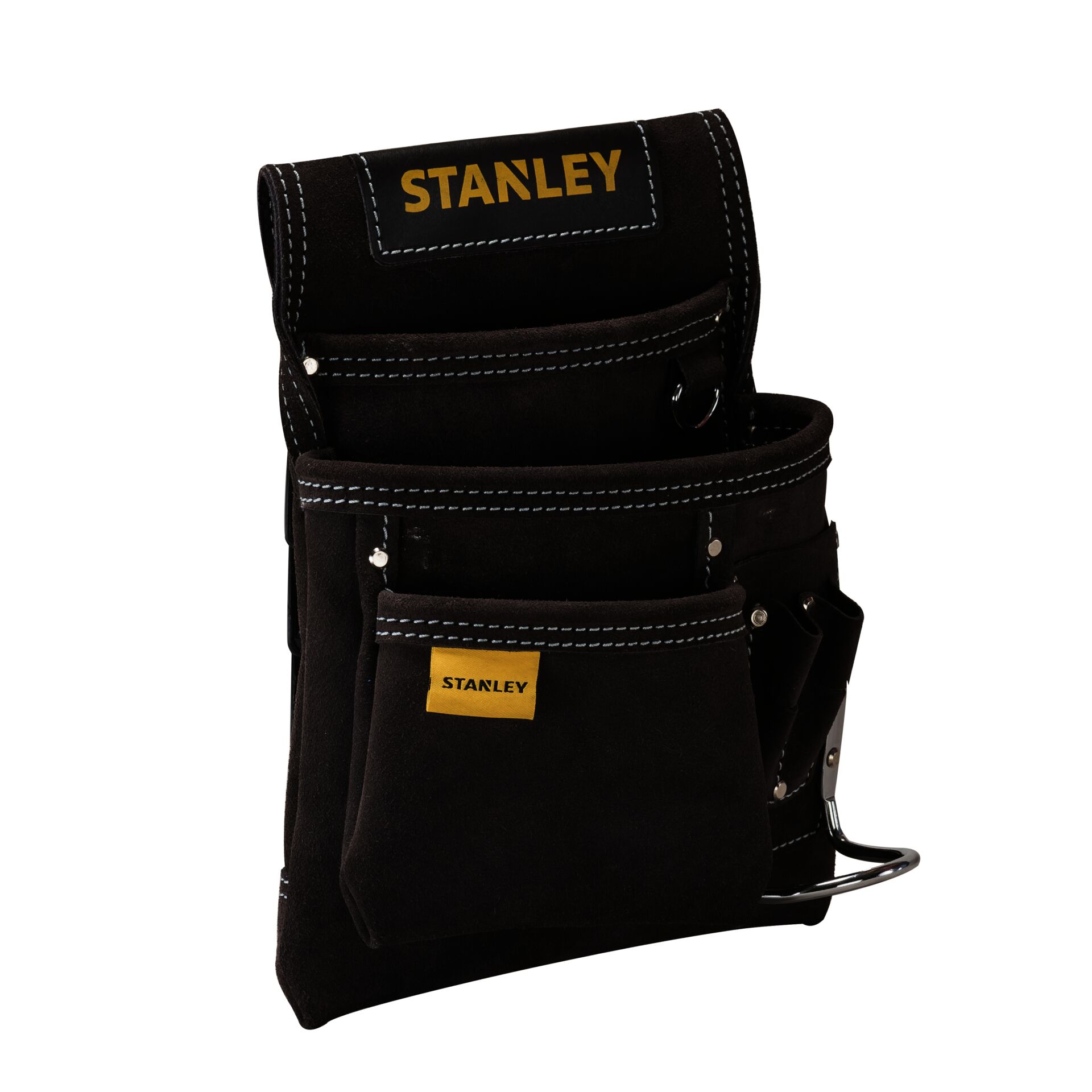 Werkzeugtasche, Werkzeuggürtel, schwarze Tasche, starke Nähte, Stanley-Label