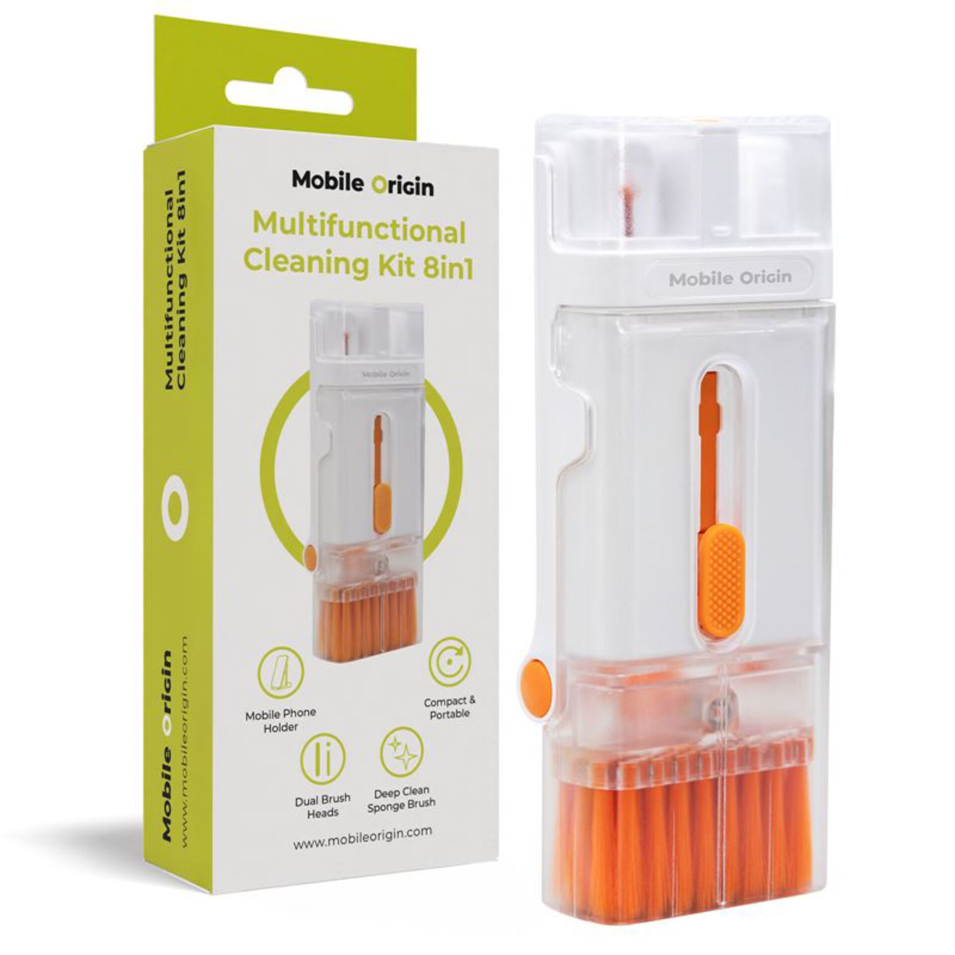 Reinigungsset, Pinselset, Mobile Origin, Orange Akzente, Kompakt tragbar