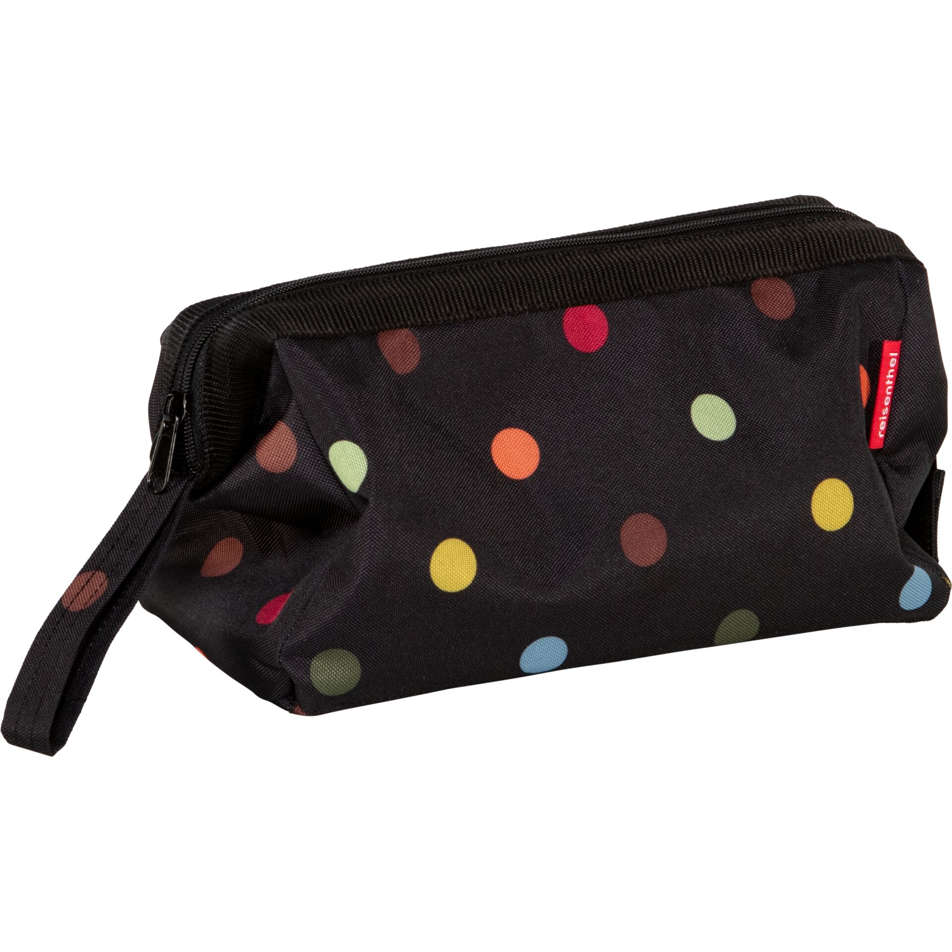 Kosmetiktasche, Stofftasche, Punkte, Schwarz, Reißverschluss
