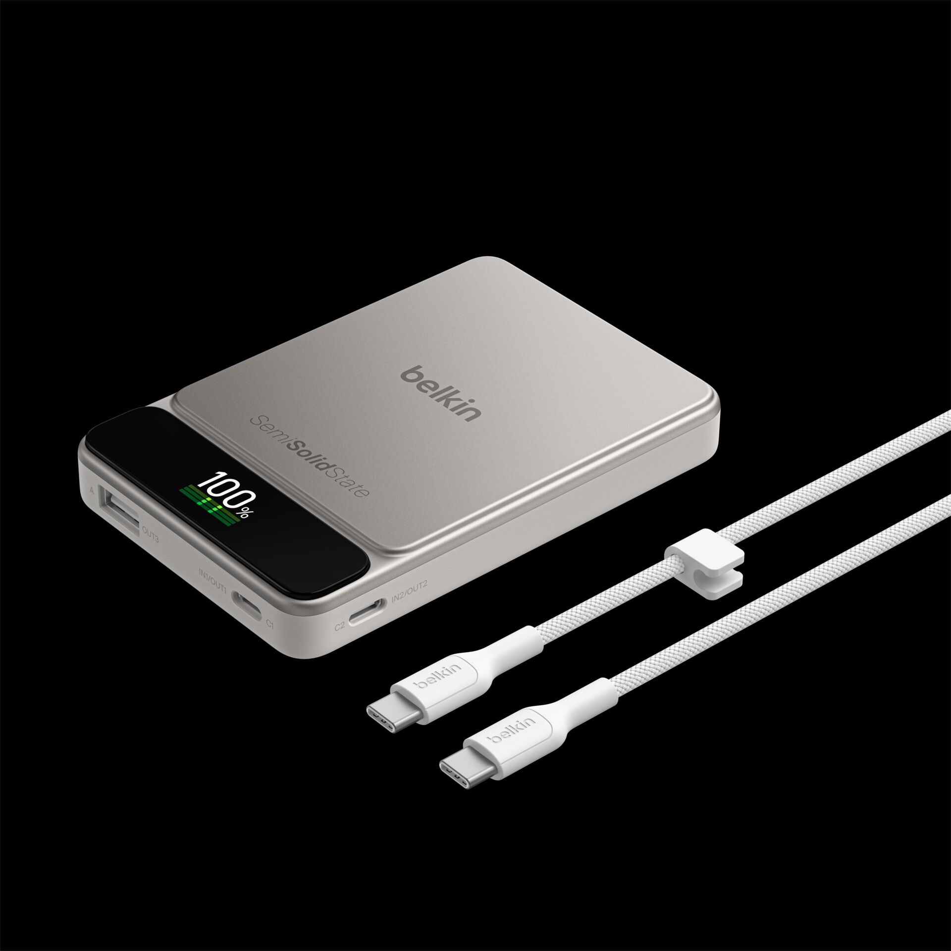 Powerbank, Tragbarer Akku, Semisolid-State, USB-C, Kabel enthalten