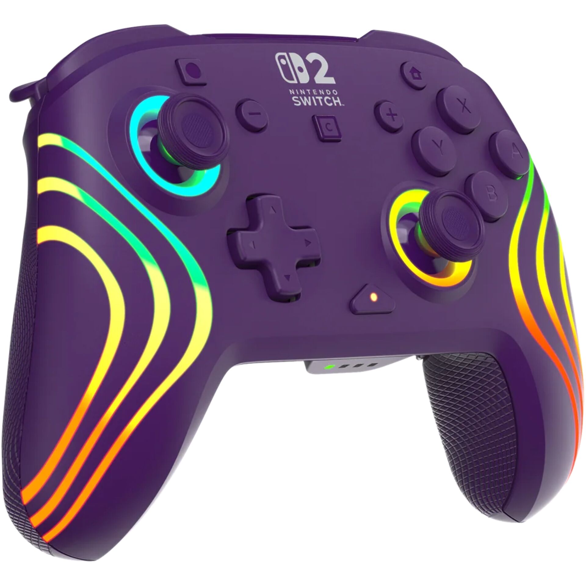 Controller, Nintendo Switch, Purple, RGB lighting, Wired grip