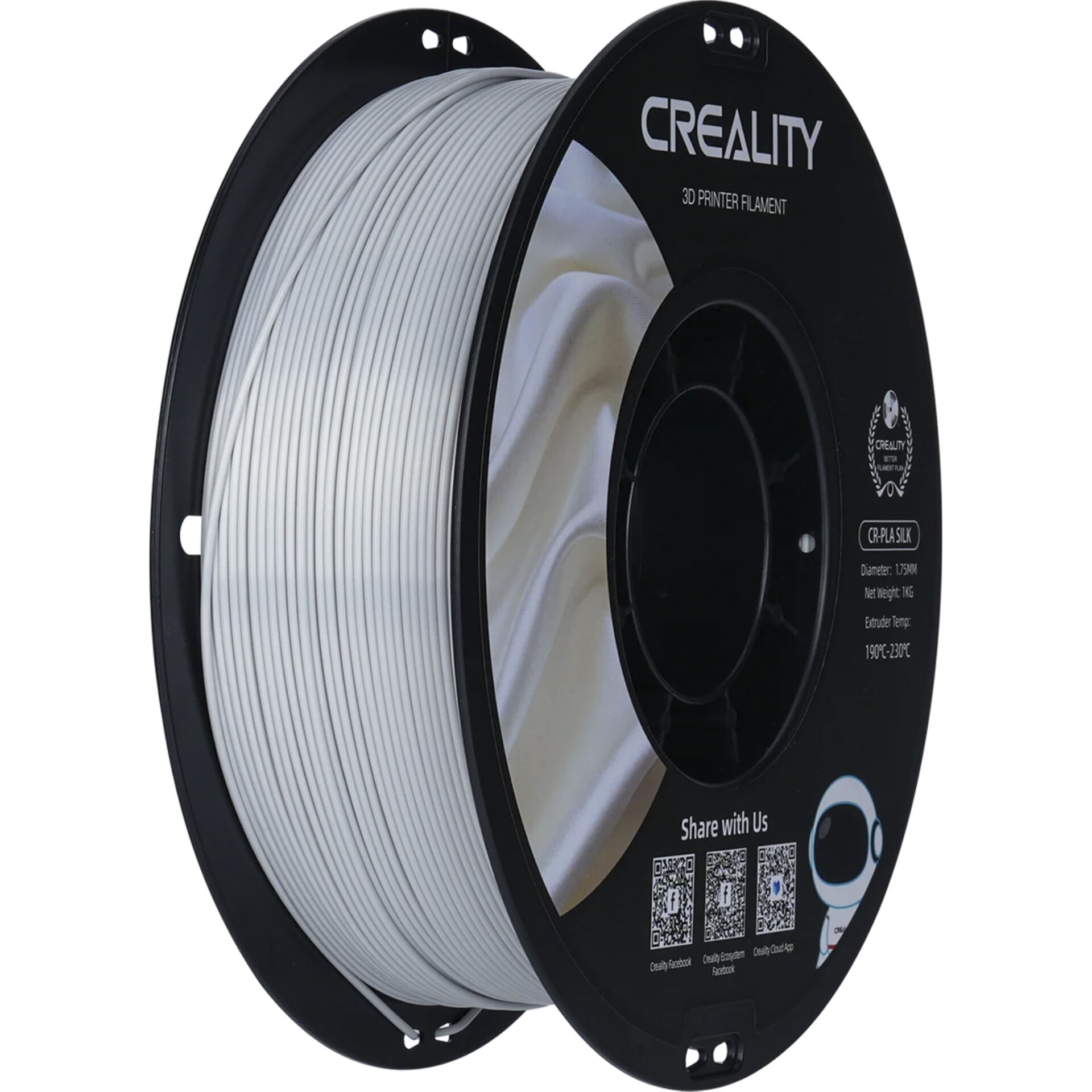 3D-Druck, Filament, PLA-Silk, Spule, Grauweiß