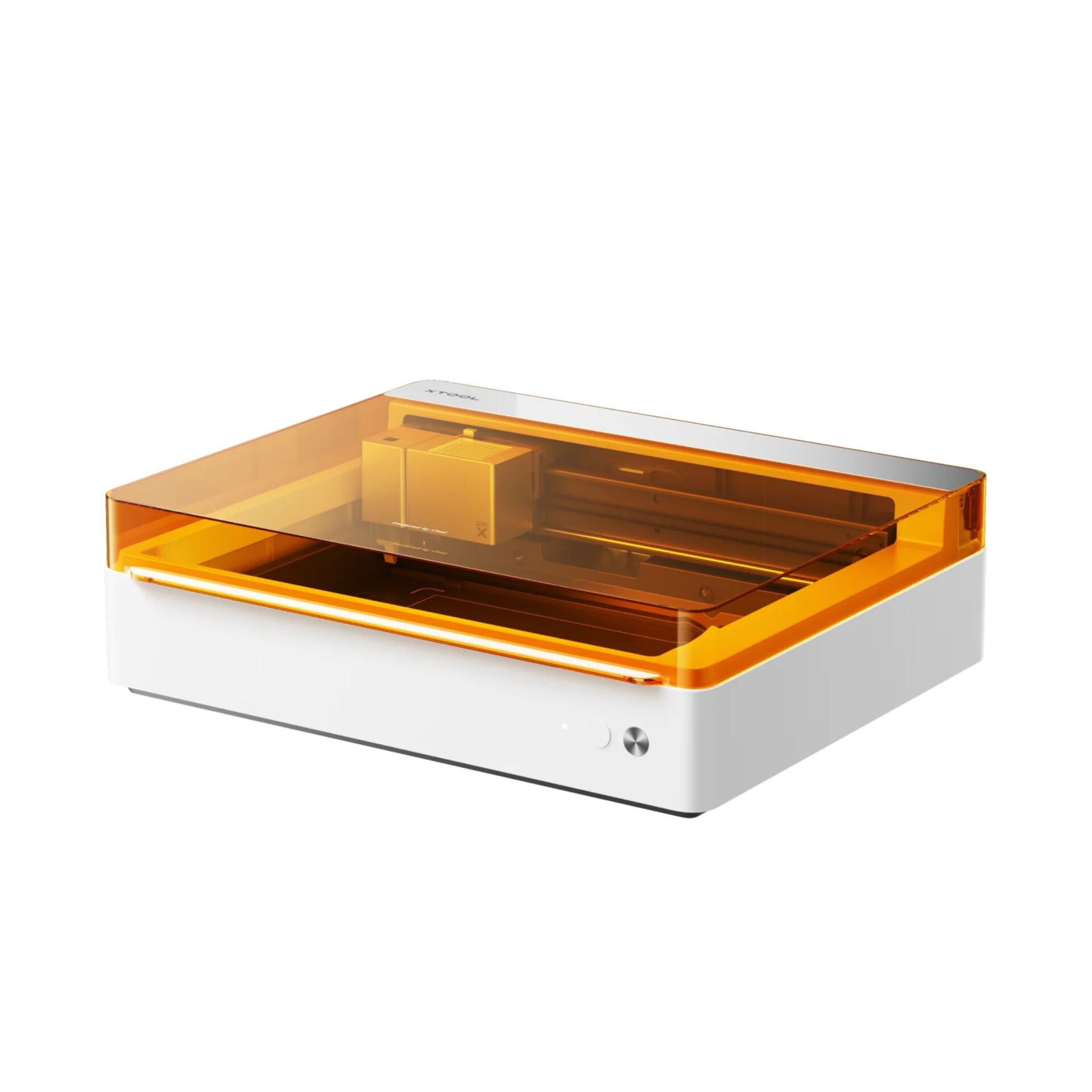3D-printer, Lasertisch, orange Abdeckung, Gehäuse, Scharnier