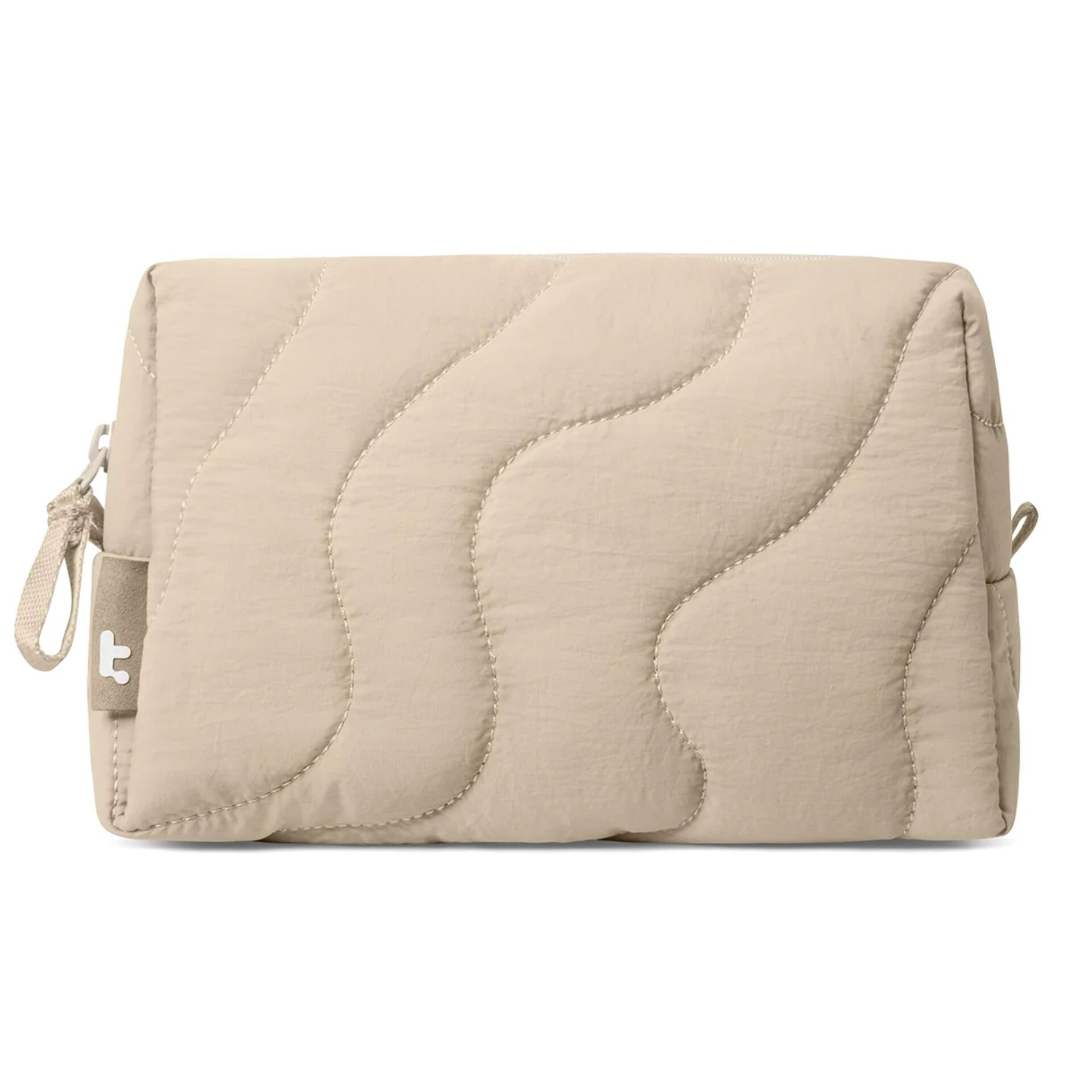 Clutch, Beige,  quilted, Wellenmuster, Reißverschlussfach