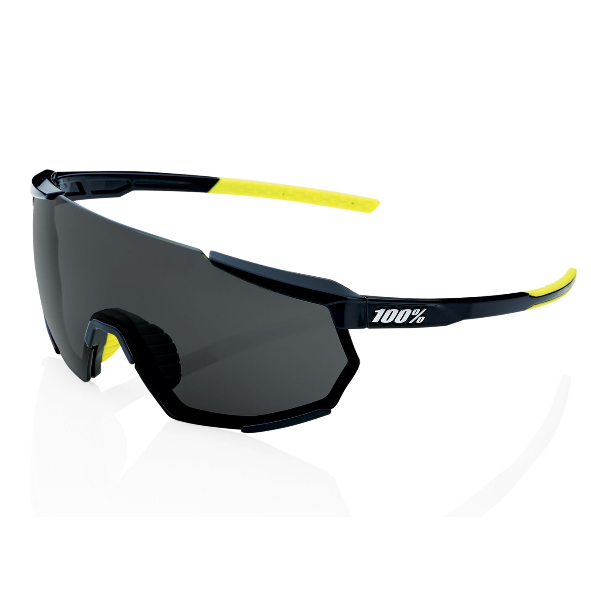 Sonnenbrille, Sportsbrille, Verstärkte Scheibe, Schwarz, Gelbe Nasenpads